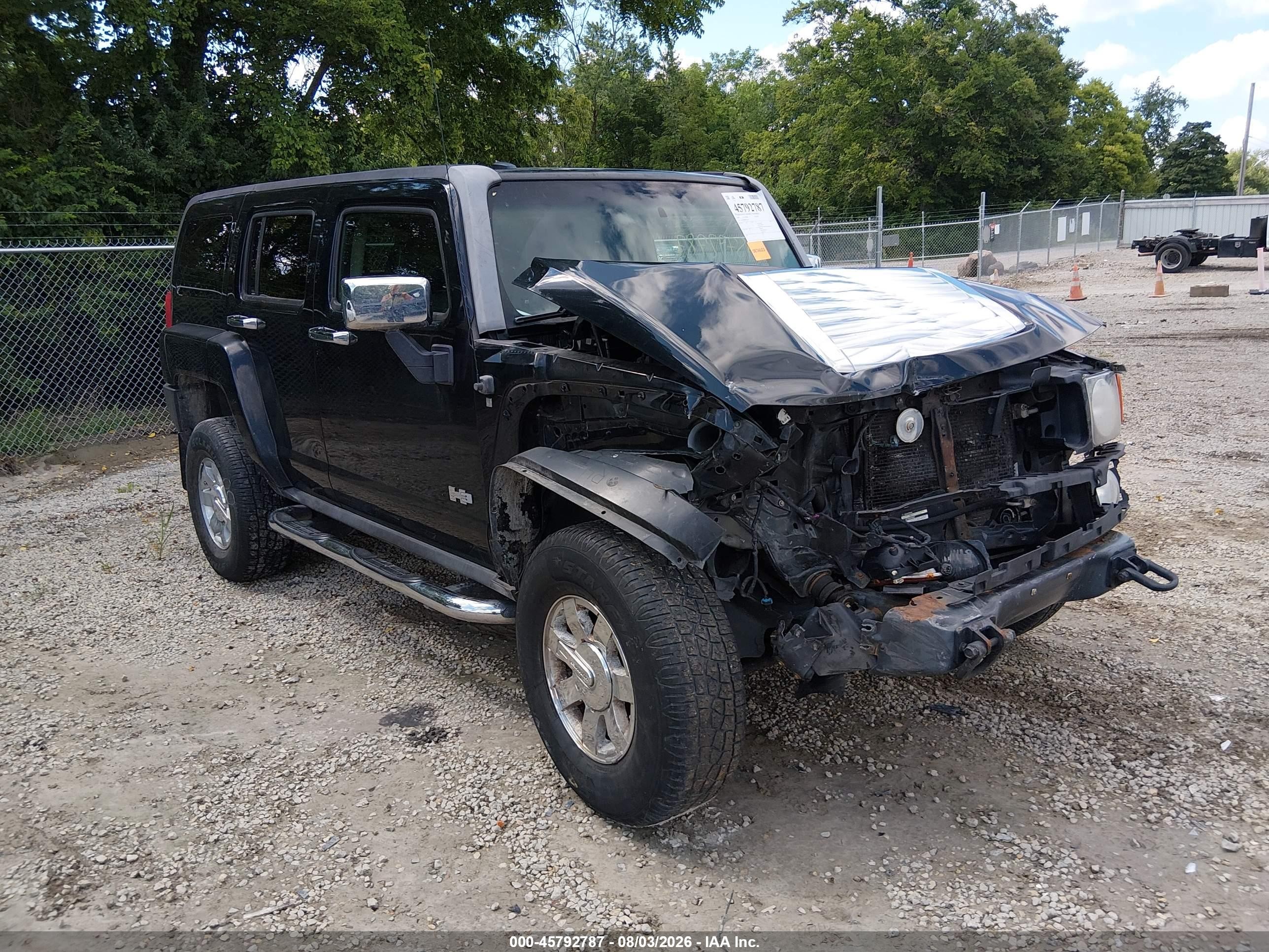 2007 Hummer H3 Suv   Black vin: 5GTDN13E078224681