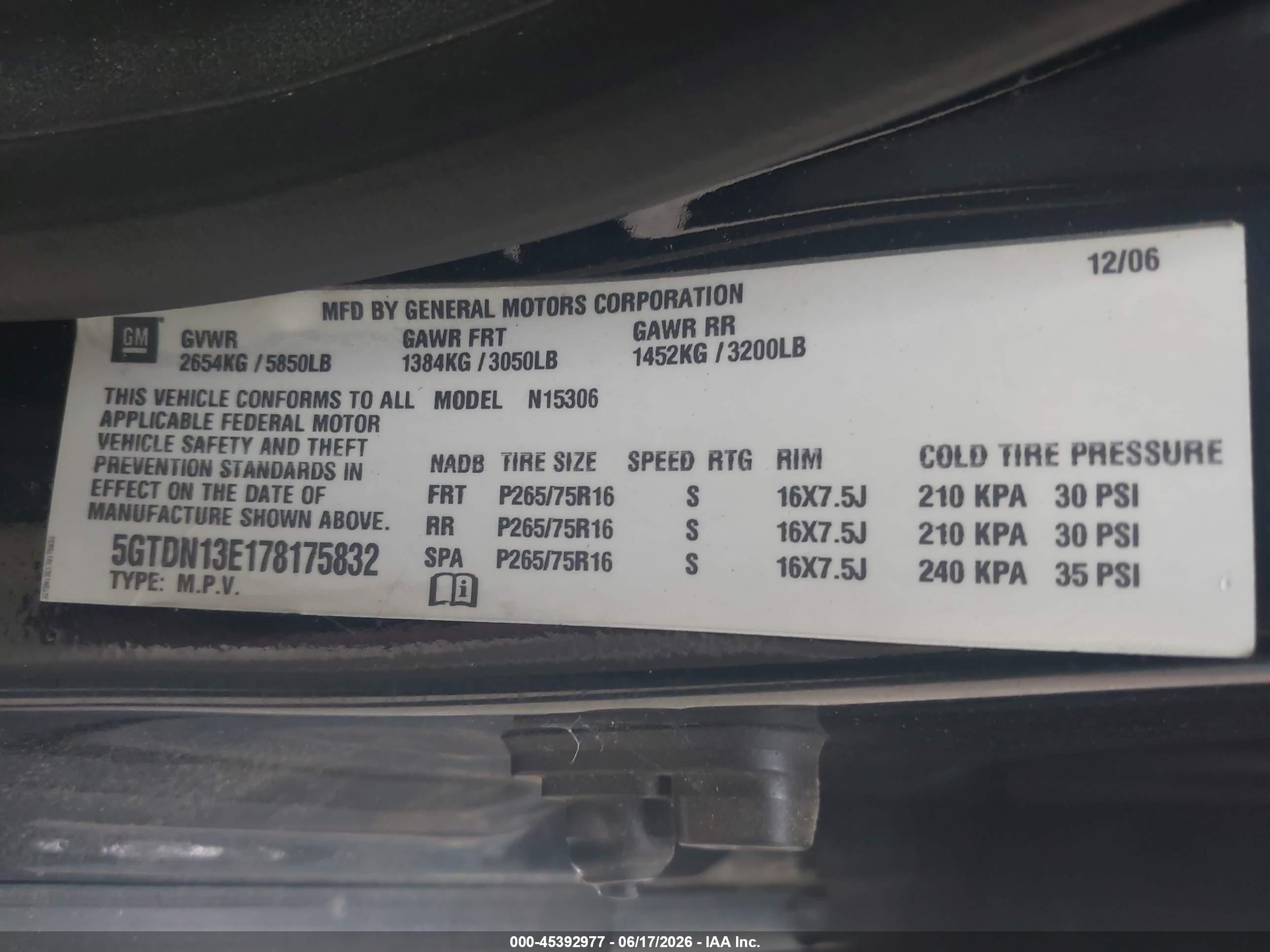 2007 Hummer H3 Suv Black vin: 5GTDN13E178175832