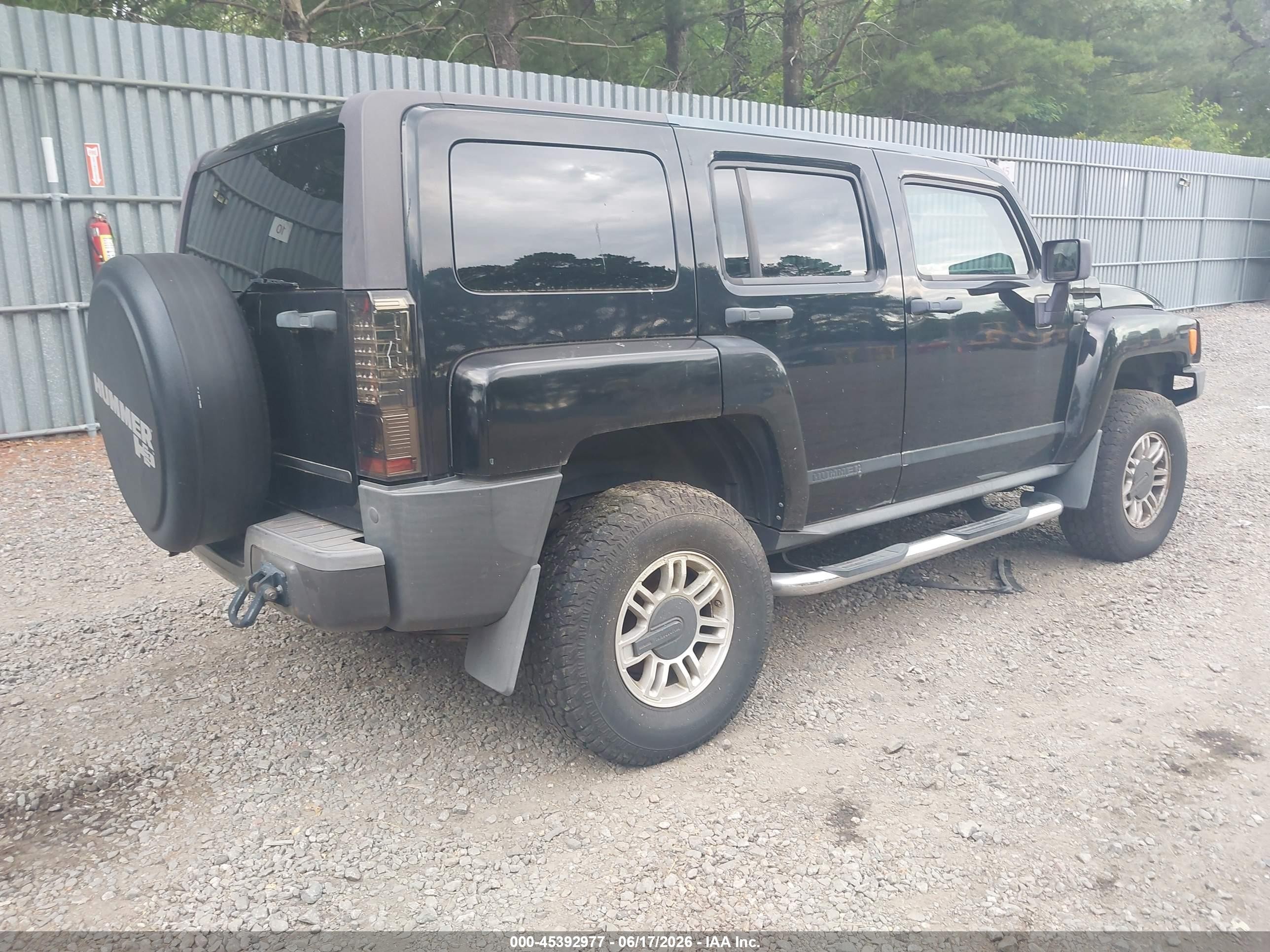 2007 Hummer H3 Suv Black vin: 5GTDN13E178175832