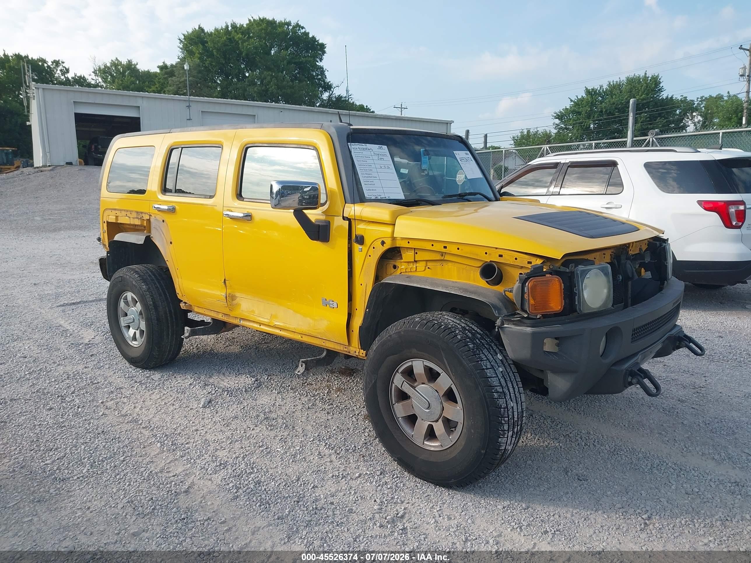 2007 Hummer H3 Suv   Yellow vin: 5GTDN13E678152305