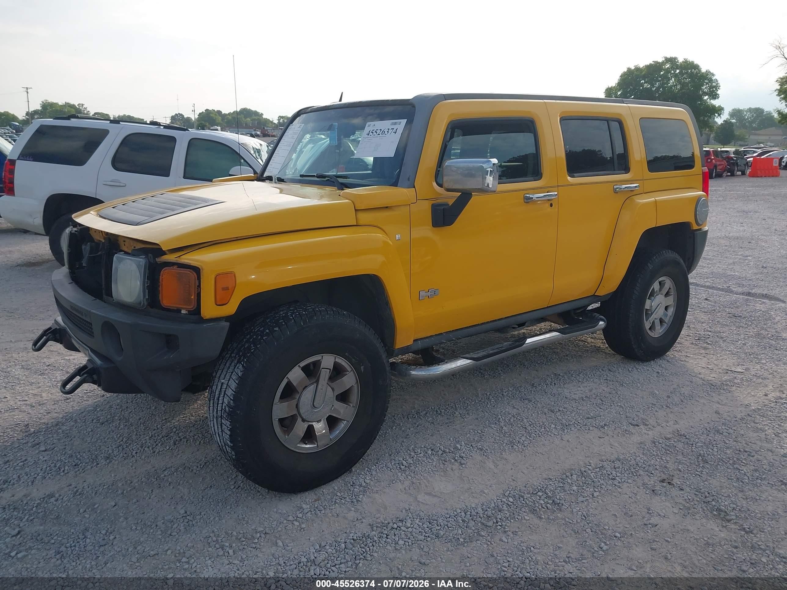 2007 Hummer H3 Suv   Yellow vin: 5GTDN13E678152305