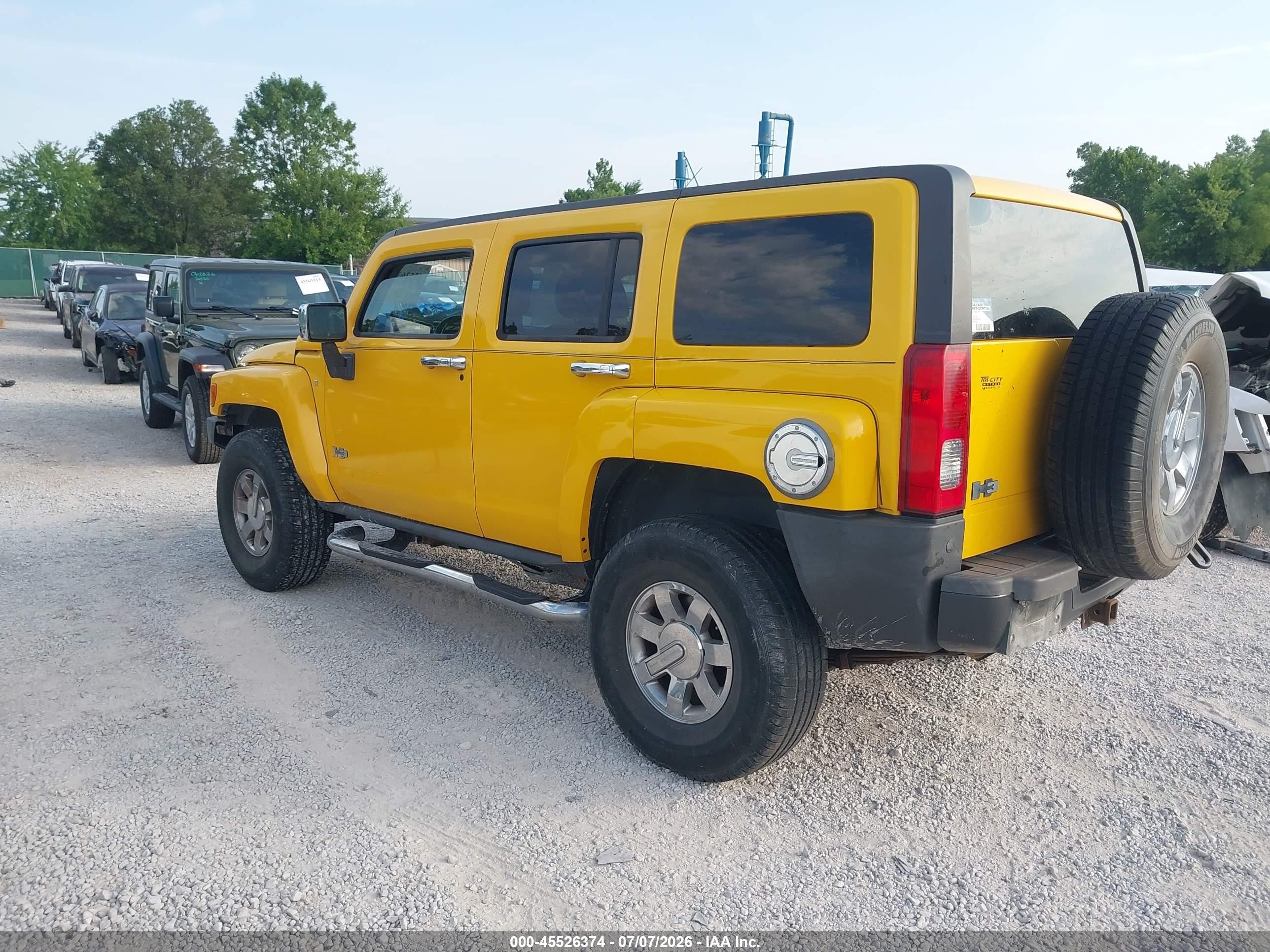 2007 Hummer H3 Suv   Yellow vin: 5GTDN13E678152305