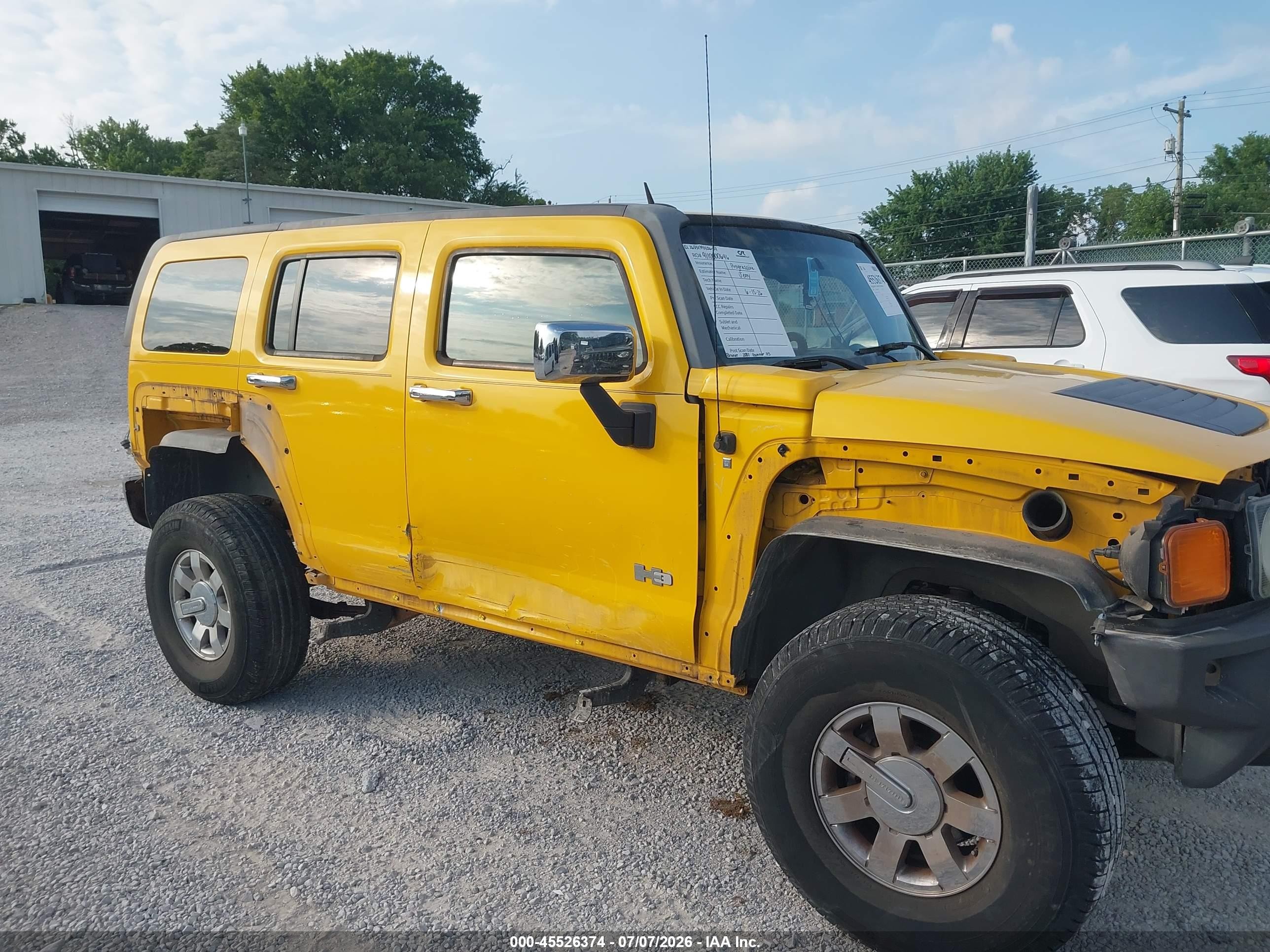 2007 Hummer H3 Suv   Yellow vin: 5GTDN13E678152305
