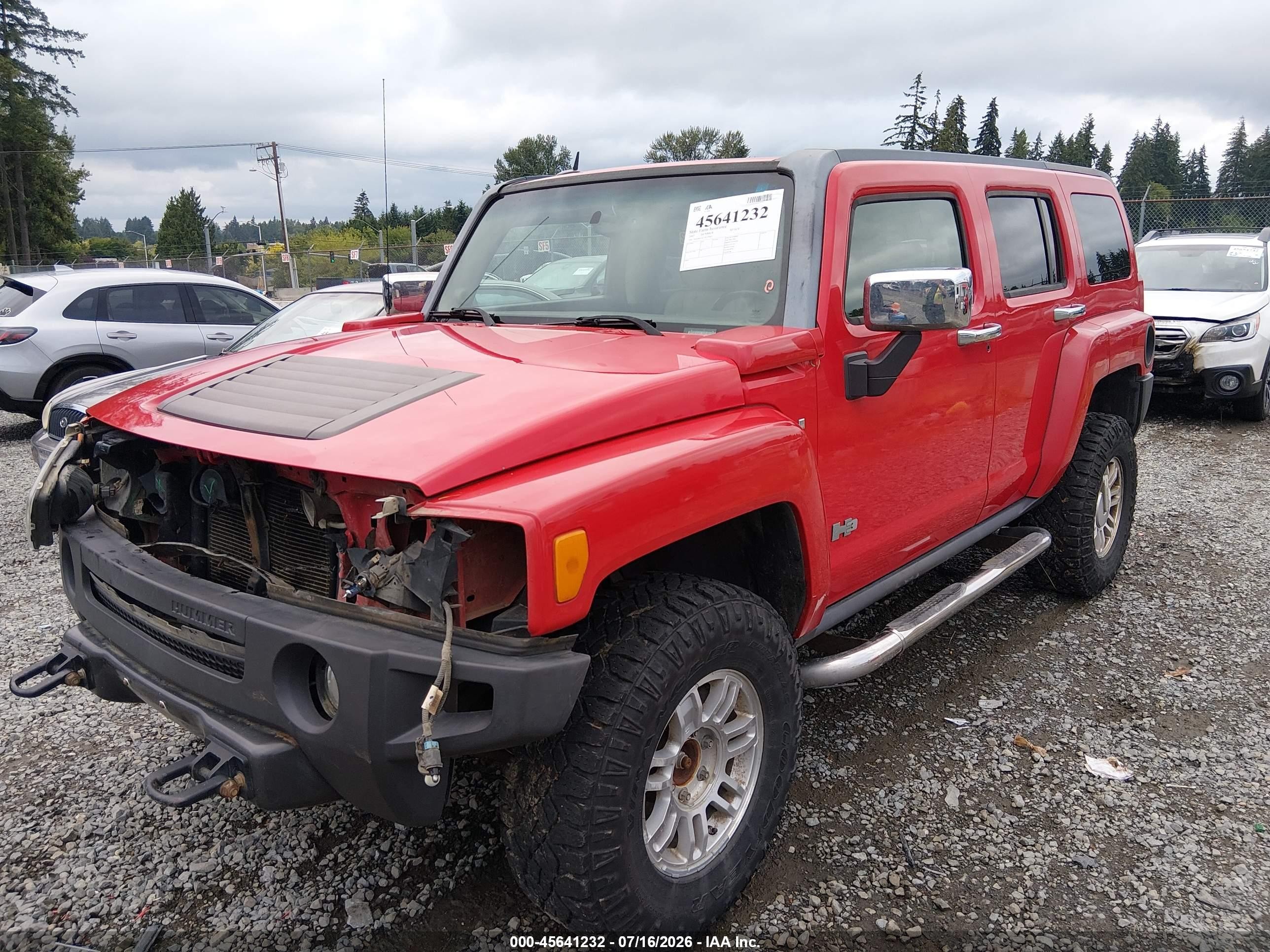 2007 Hummer H3 Suv   Red vin: 5GTDN13E778175902