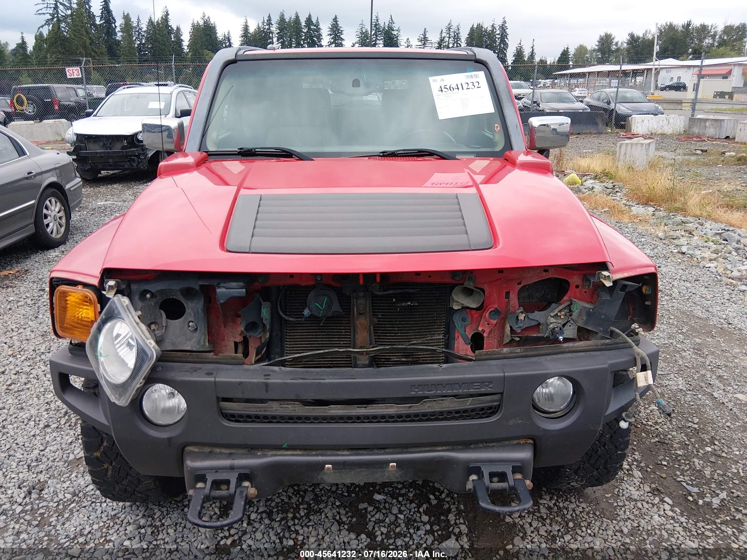 2007 Hummer H3 Suv   Red vin: 5GTDN13E778175902