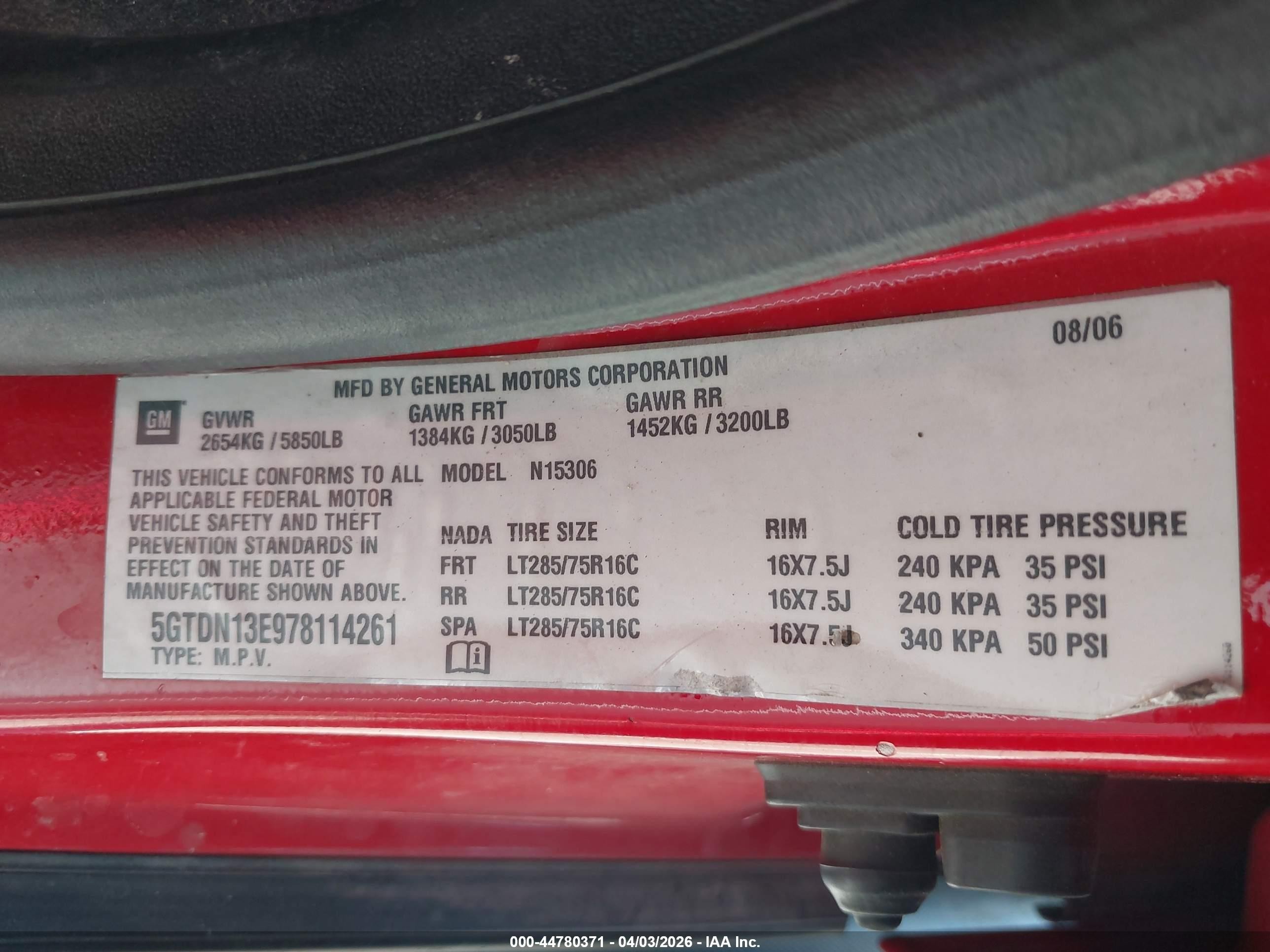 2007 Hummer H3 Suv   Red vin: 5GTDN13E978114261