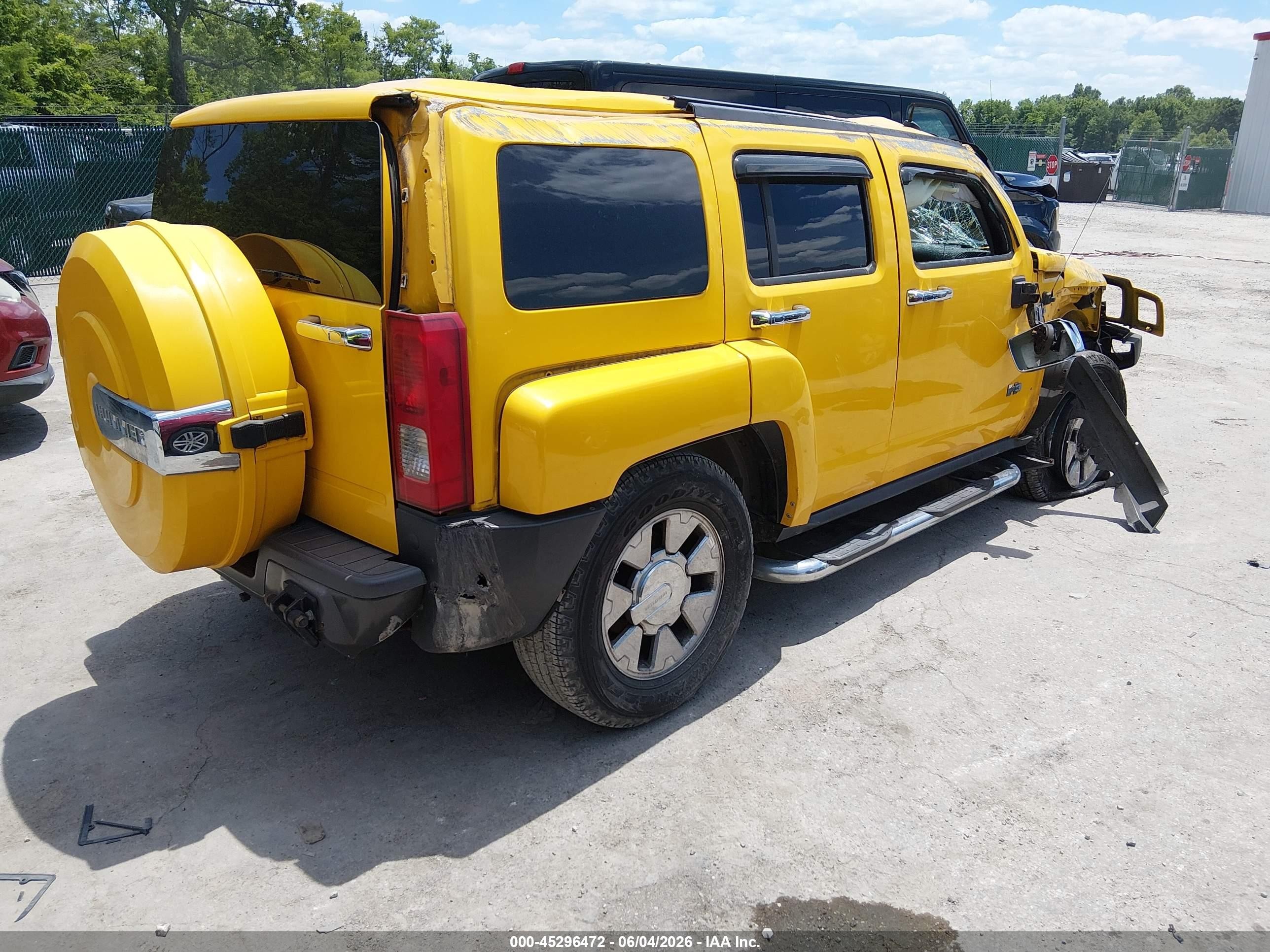 2007 Hummer H3 Suv   Yellow vin: 5GTDN13E978188523