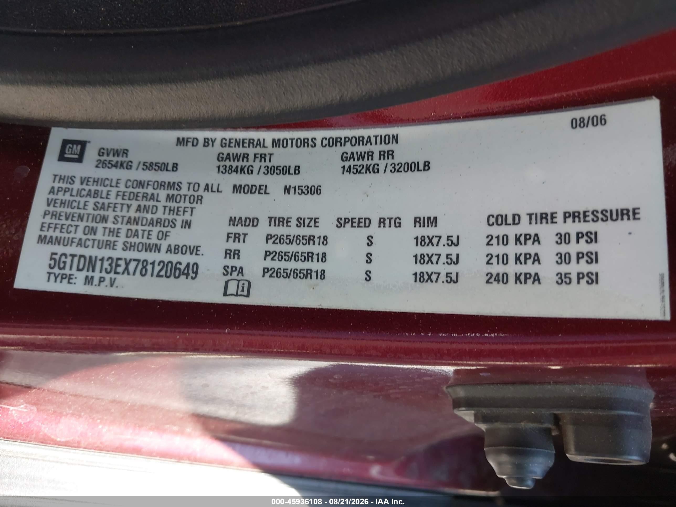 2007 Hummer H3 Suv Burgundy vin: 5GTDN13EX78120649