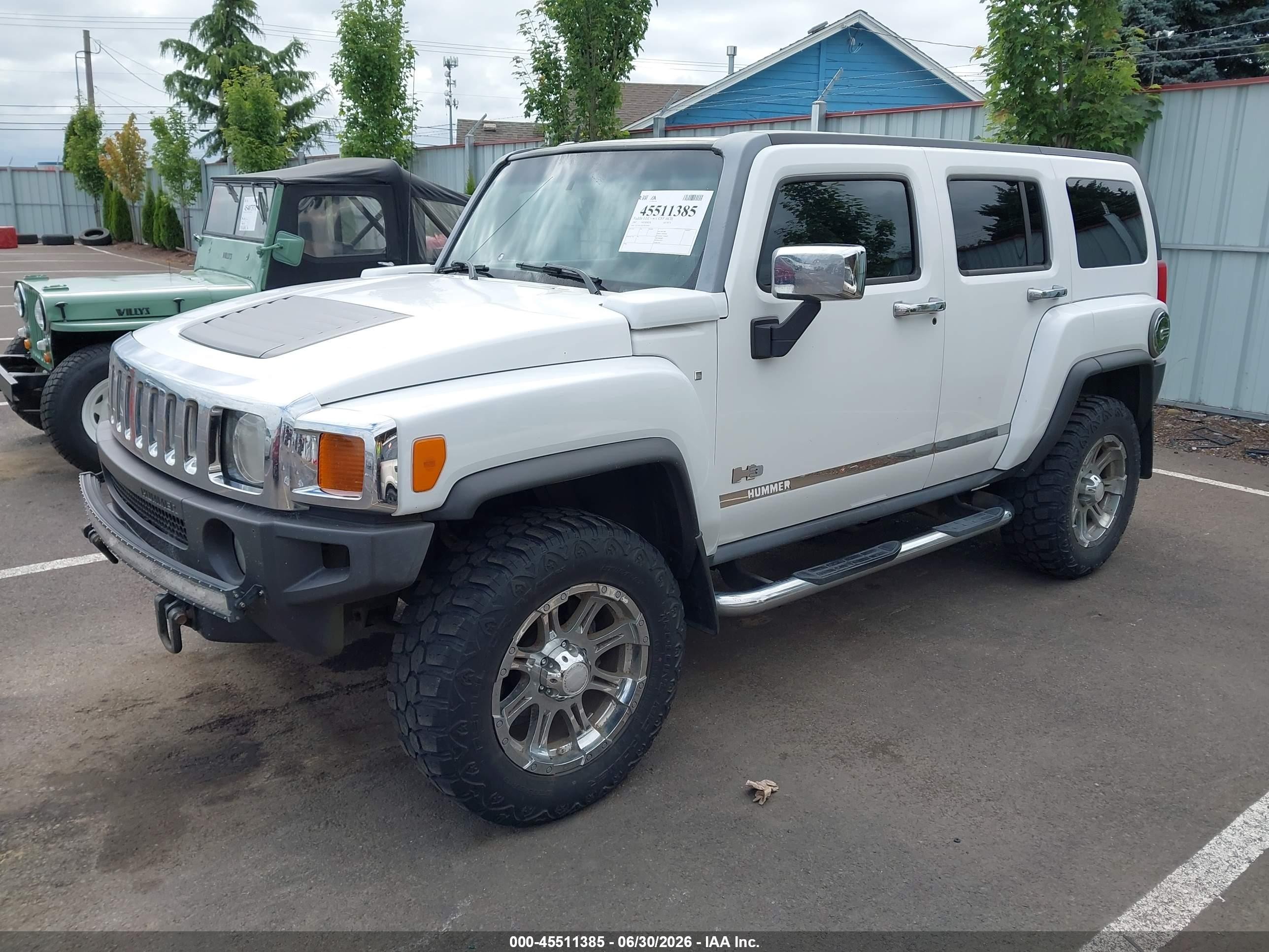 2007 Hummer H3 Suv   White vin: 5GTDN13EX78254092