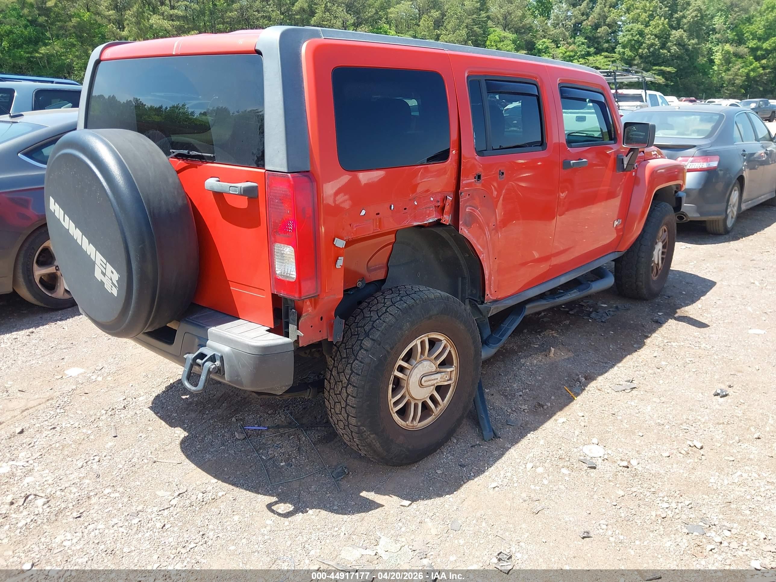 2009 Hummer H3 Suv Orange vin: 5GTEN13E298104971