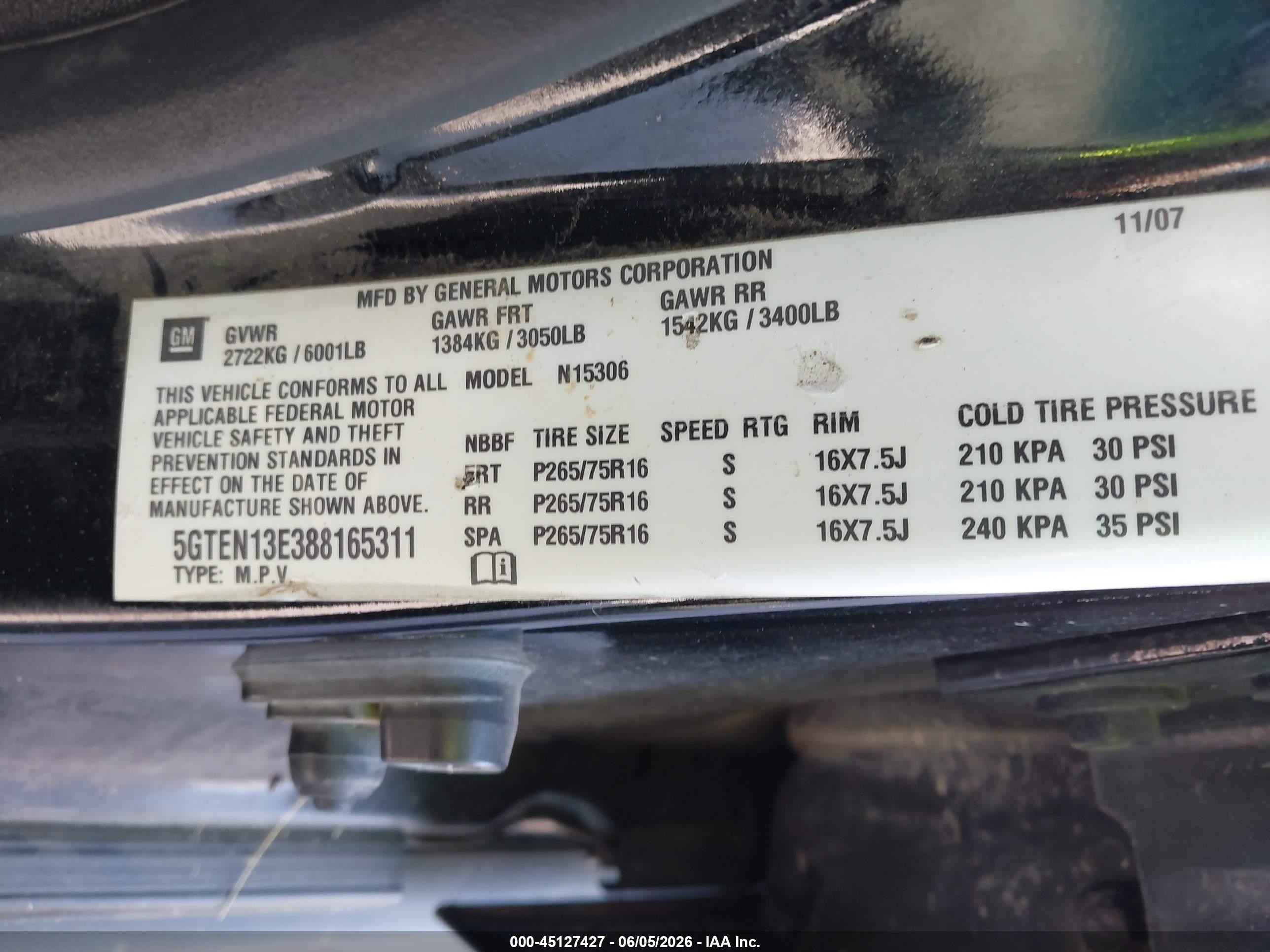 2008 Hummer H3 Suv   Черный vin: 5GTEN13E388165311