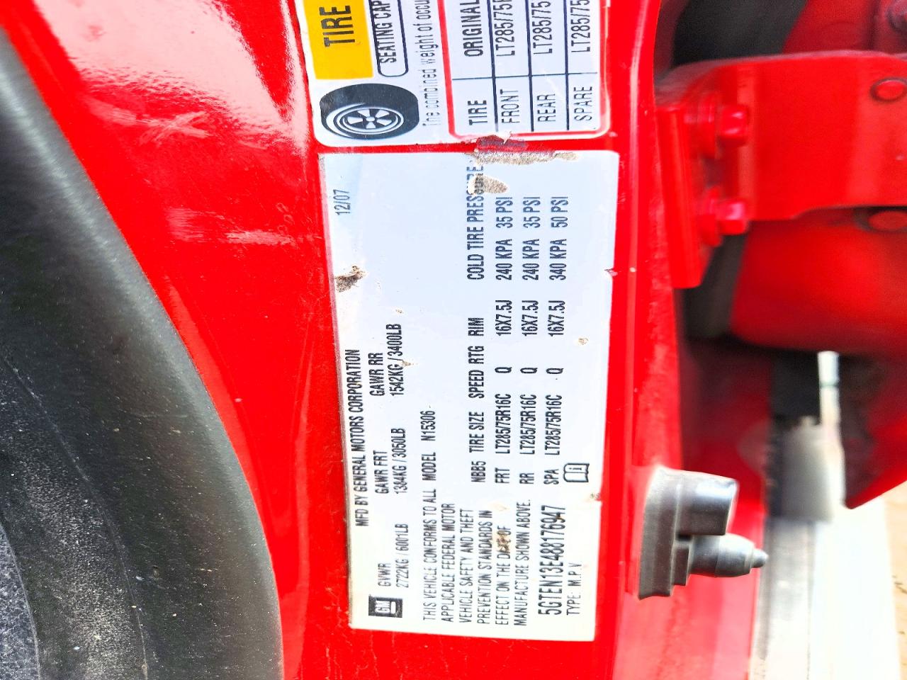 2008 Hummer H3 Red vin: 5GTEN13E488176947