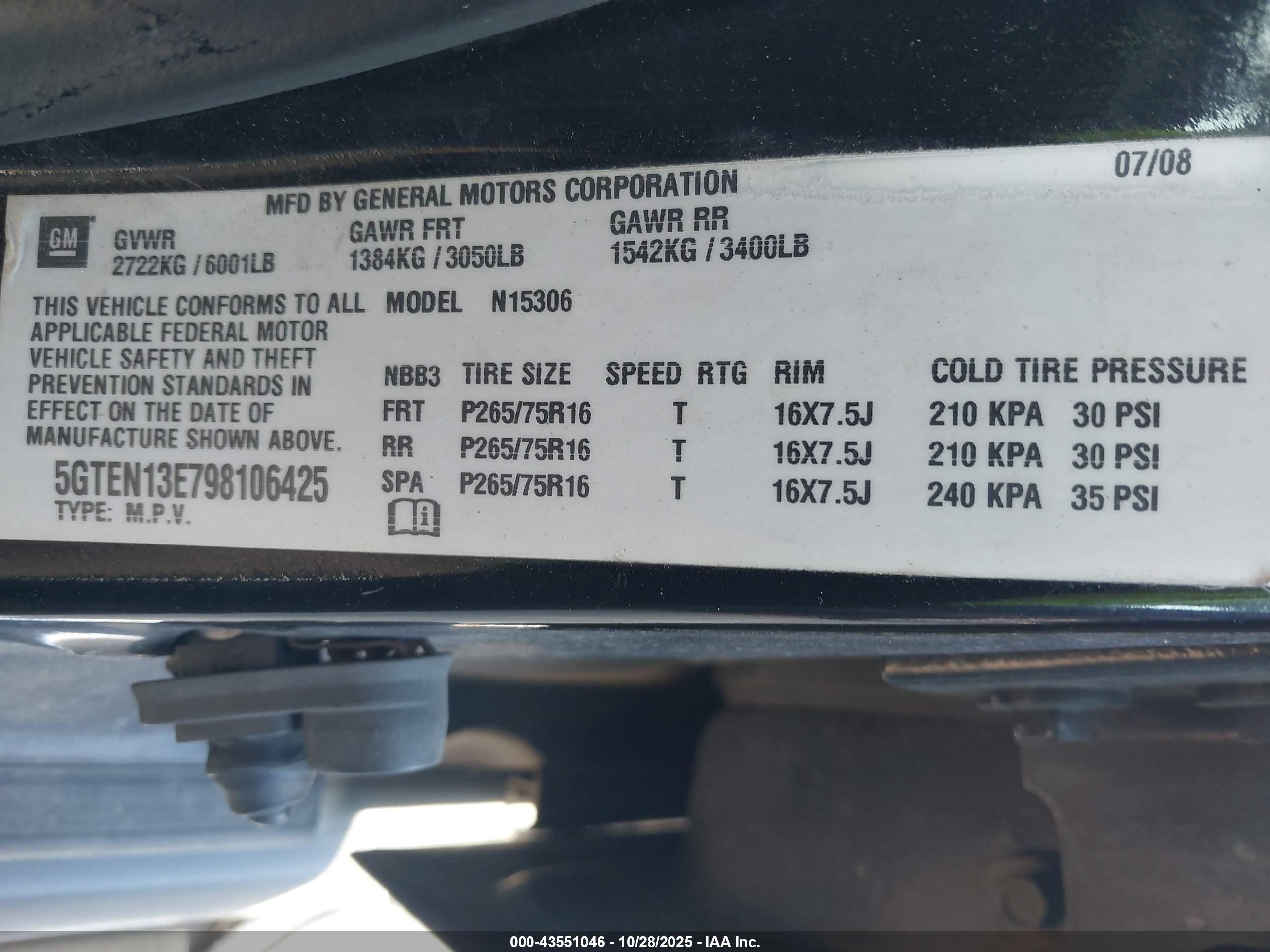 2009 Hummer H3 Suv   Black vin: 5GTEN13E798106425