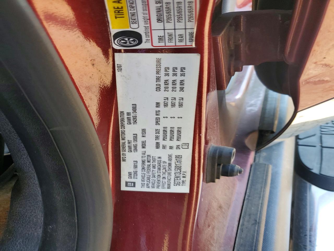 2008 Hummer H3 Alpha Burgundy vin: 5GTEN13L588179189