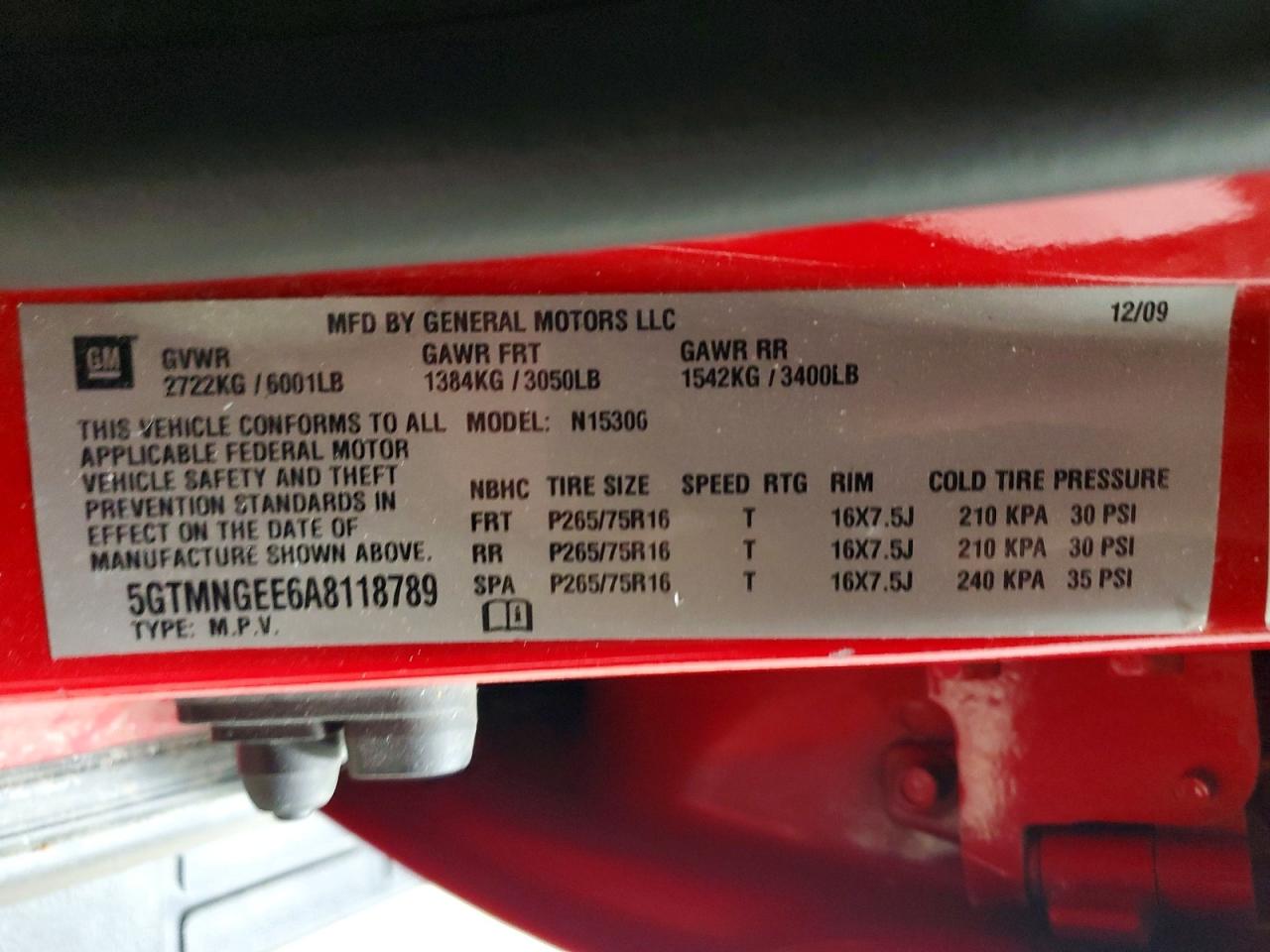 2010 Hummer H3 Red vin: 5GTMNGEE6A8118789