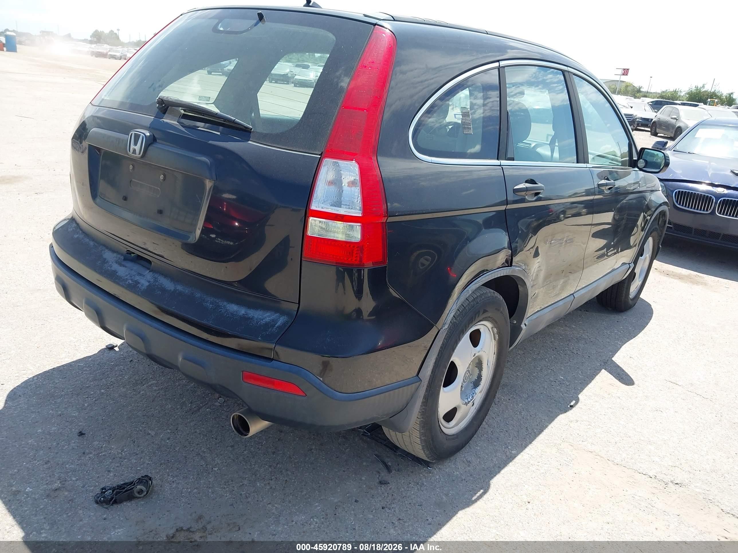 2008 Honda Cr-v Lx Black vin: 5J6RE38338L002225