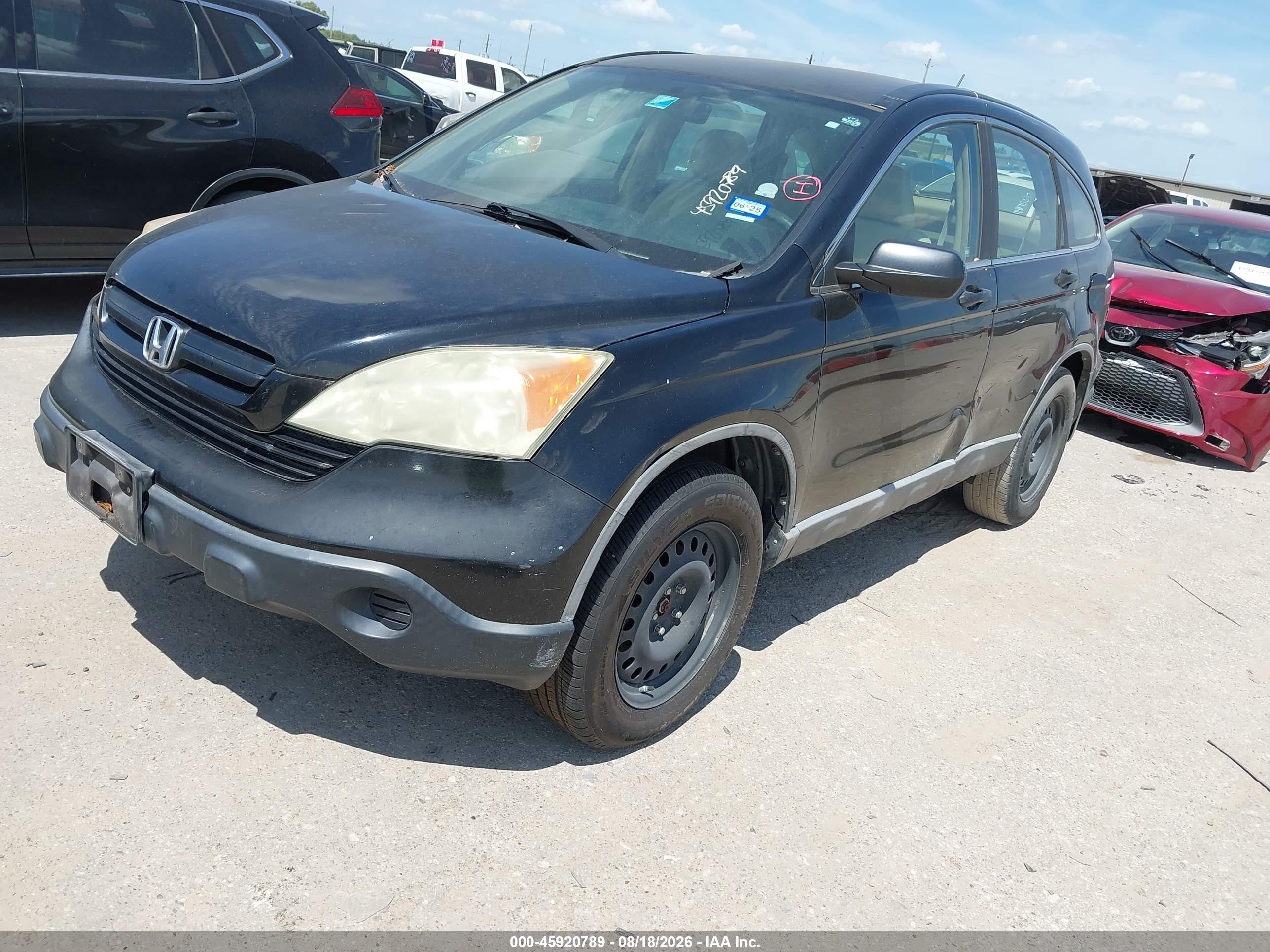 2008 Honda Cr-v Lx Black vin: 5J6RE38338L002225