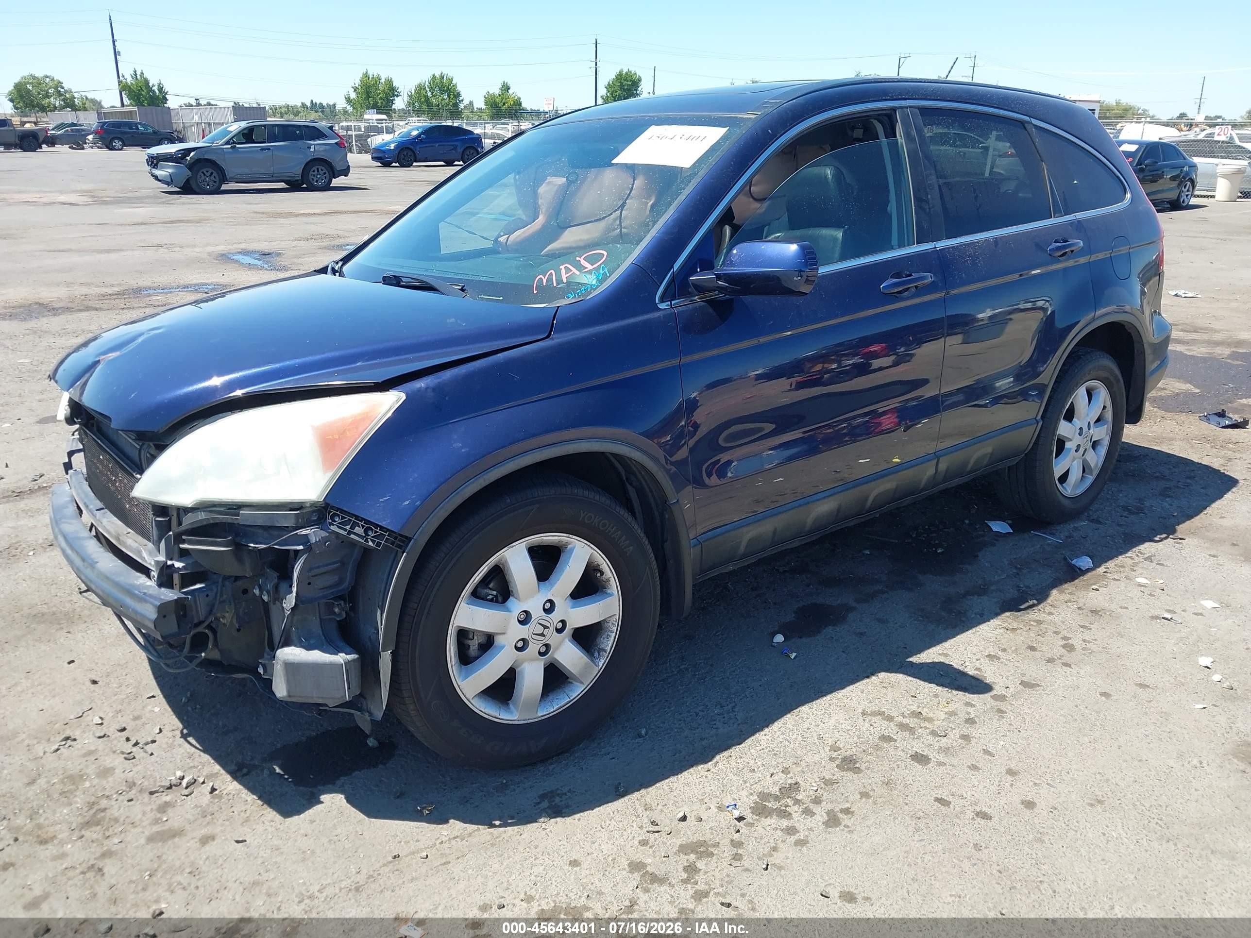 2009 Honda Cr-v Ex-l Dark Blue vin: 5J6RE38719L035552