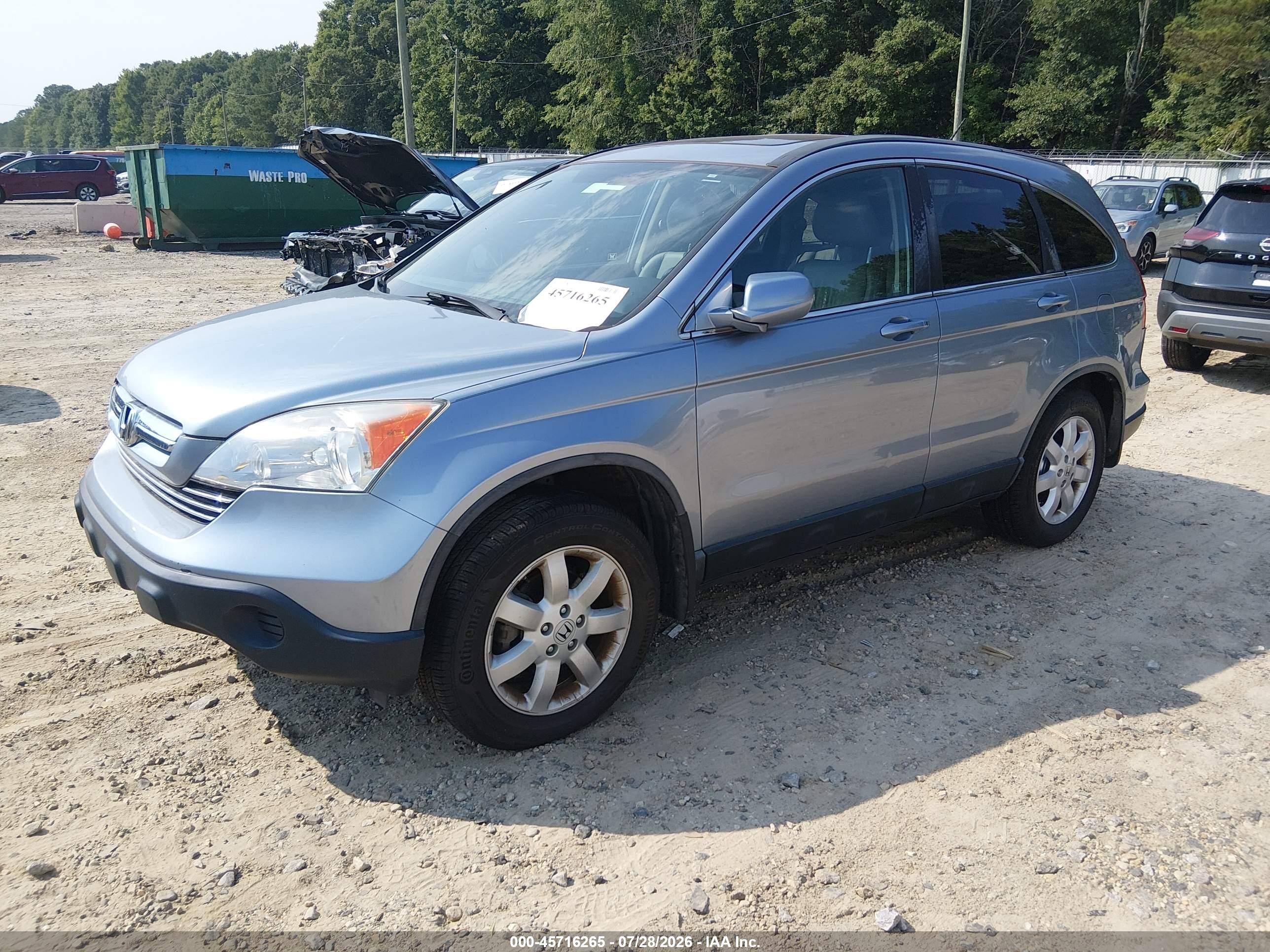 2009 Honda Cr-v Ex-l Blue vin: 5J6RE38779L009411
