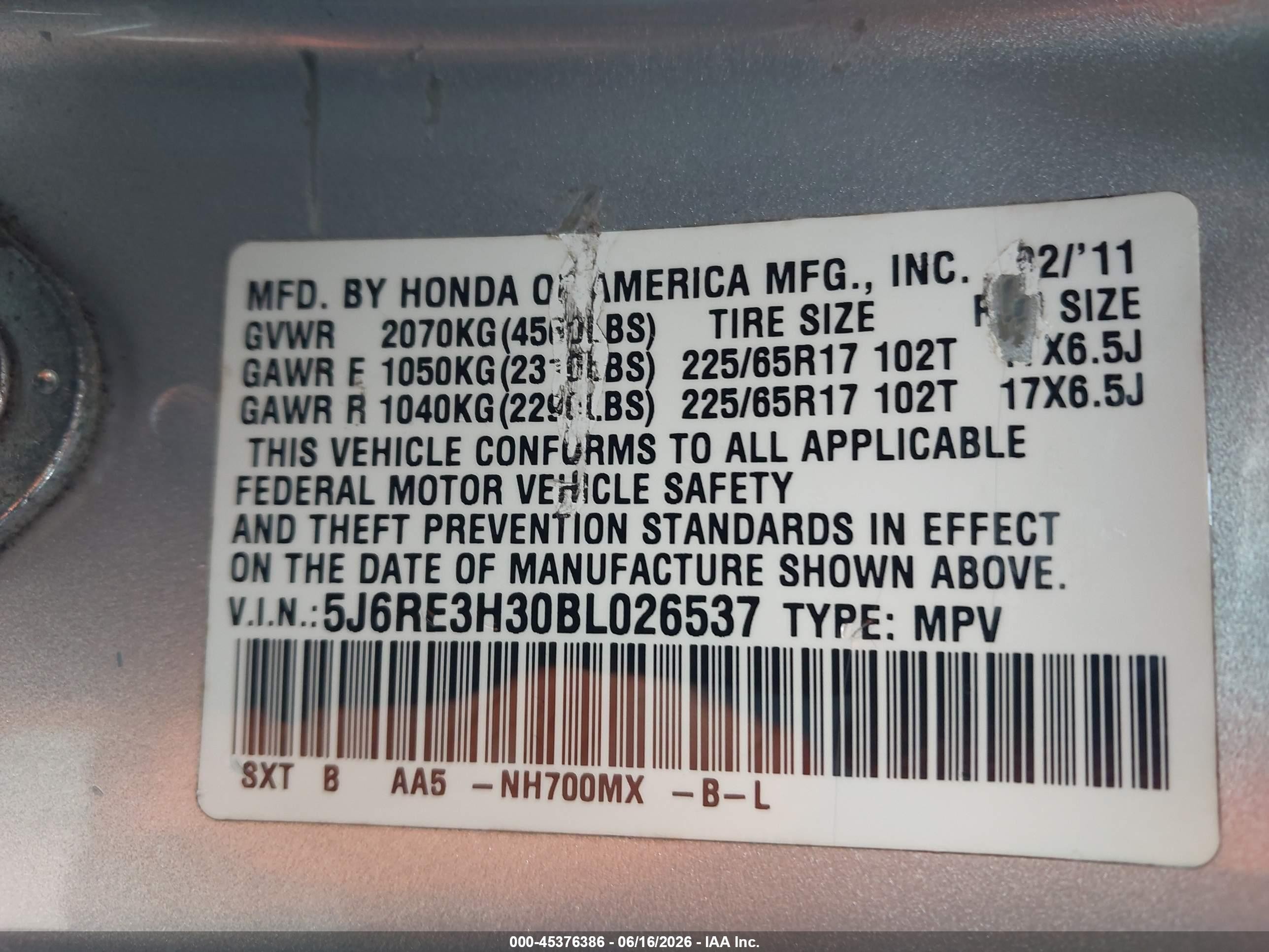 2011 Honda Cr-v Lx Silver vin: 5J6RE3H30BL026537