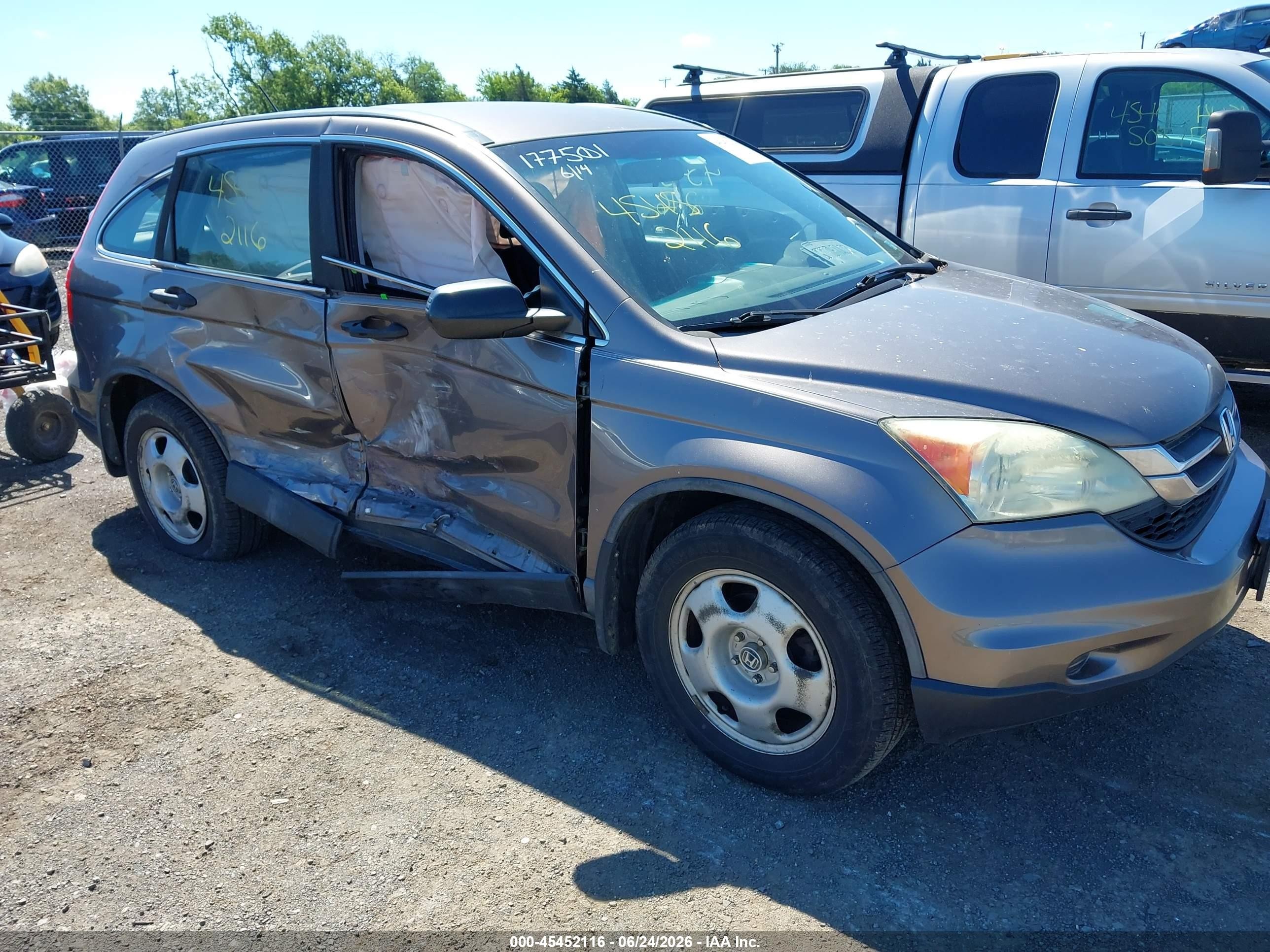 2010 Honda Cr-v Lx Gray vin: 5J6RE3H31AL043314