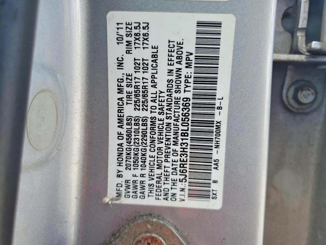 2011 Honda Cr-v Lx Silver vin: 5J6RE3H31BL056369