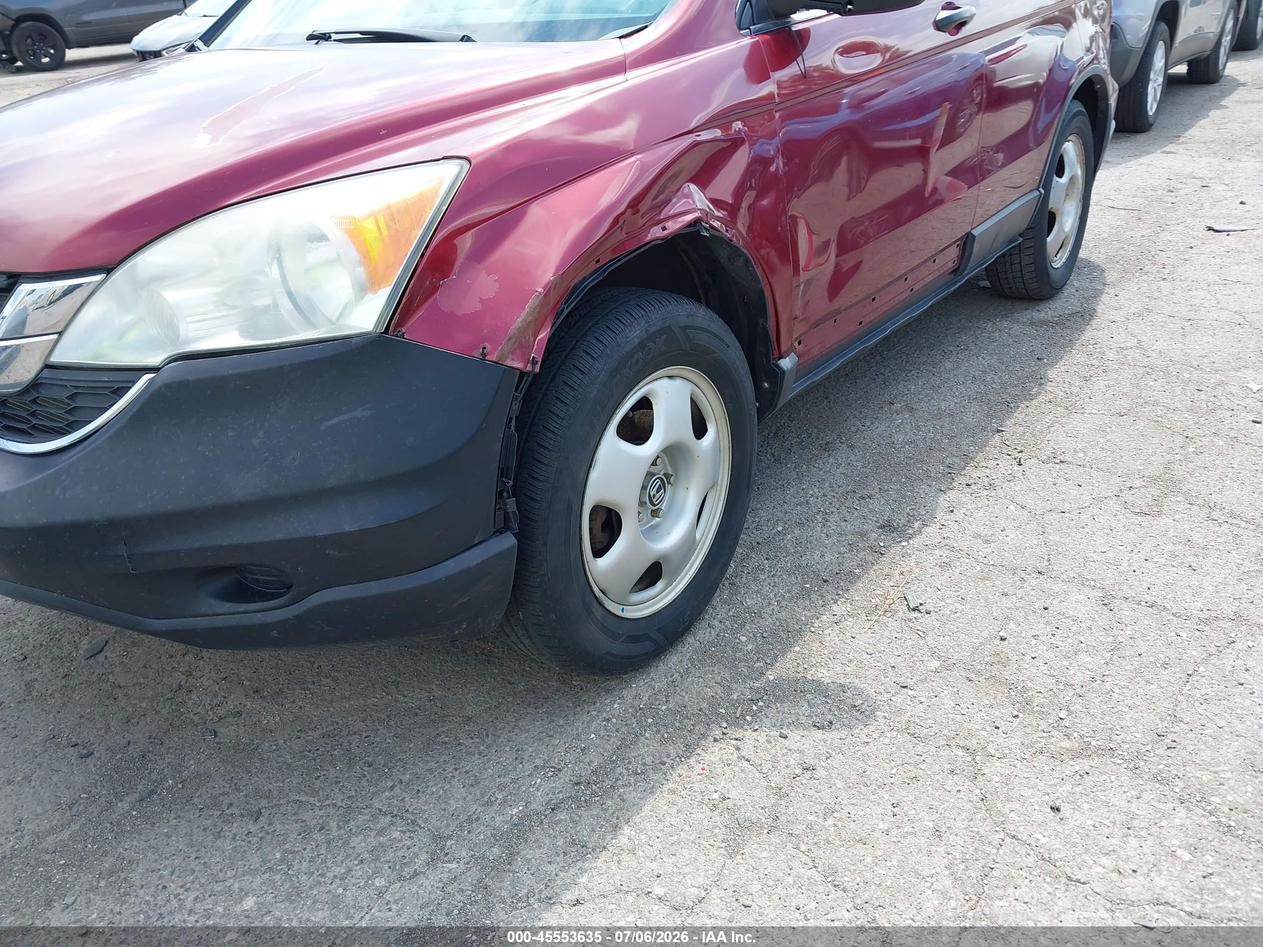 2010 Honda Cr-v Lx Burgundy vin: 5J6RE3H36AL027349