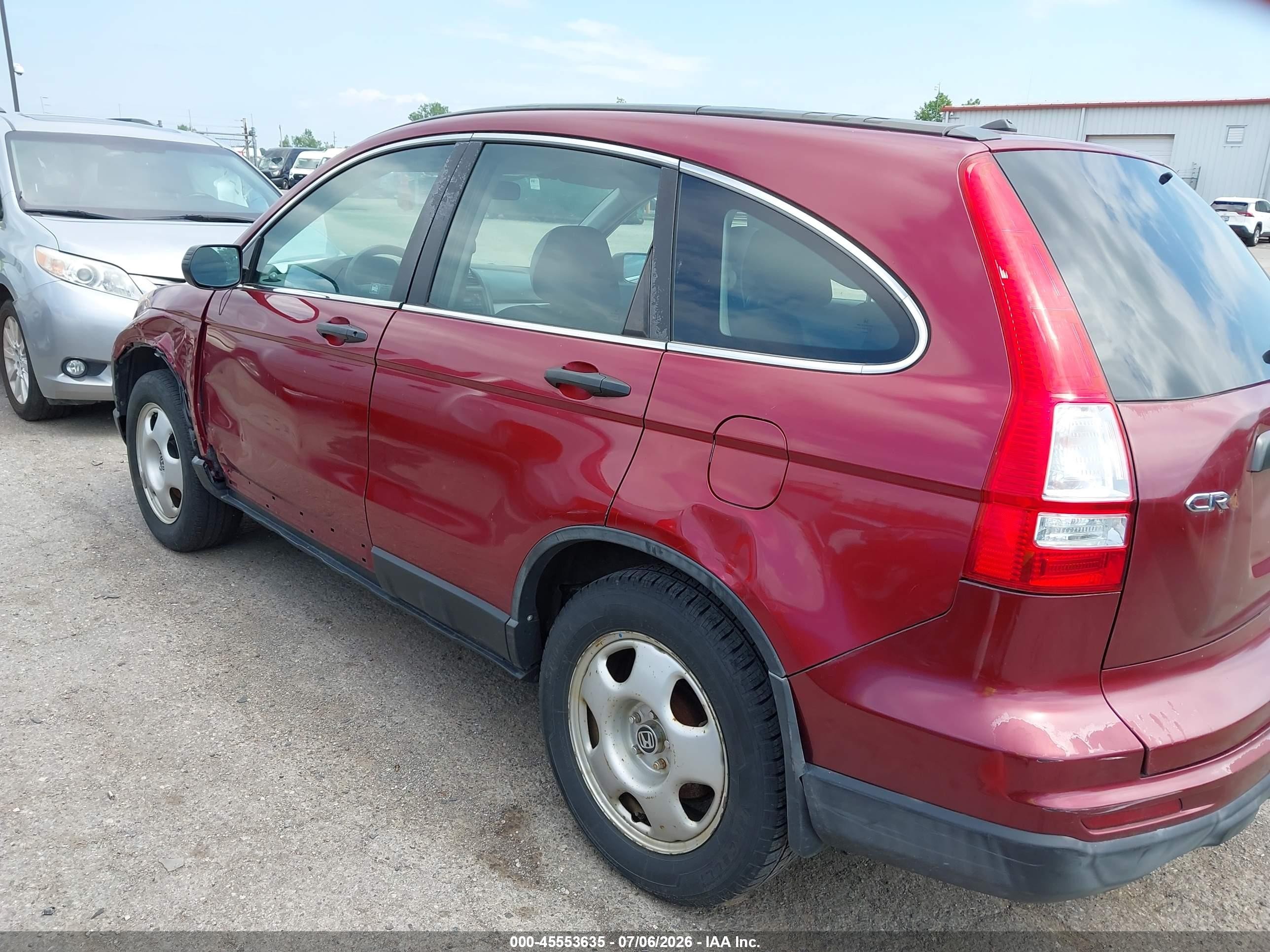 2010 Honda Cr-v Lx Burgundy vin: 5J6RE3H36AL027349