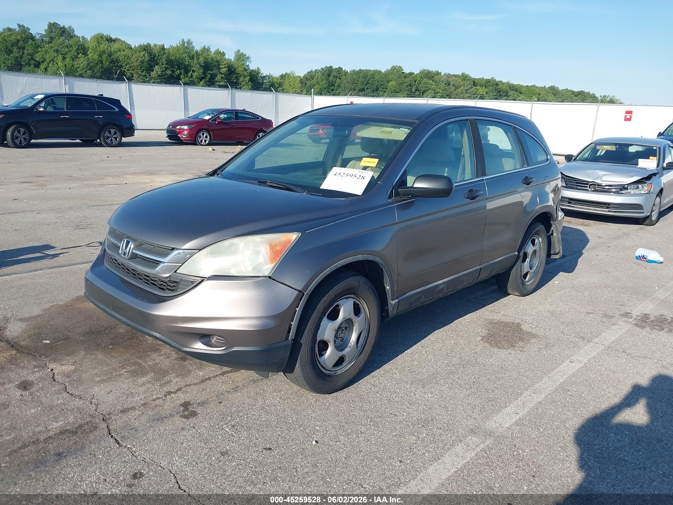 2010 Honda Cr-v Lx Gray vin: 5J6RE3H37AL018224