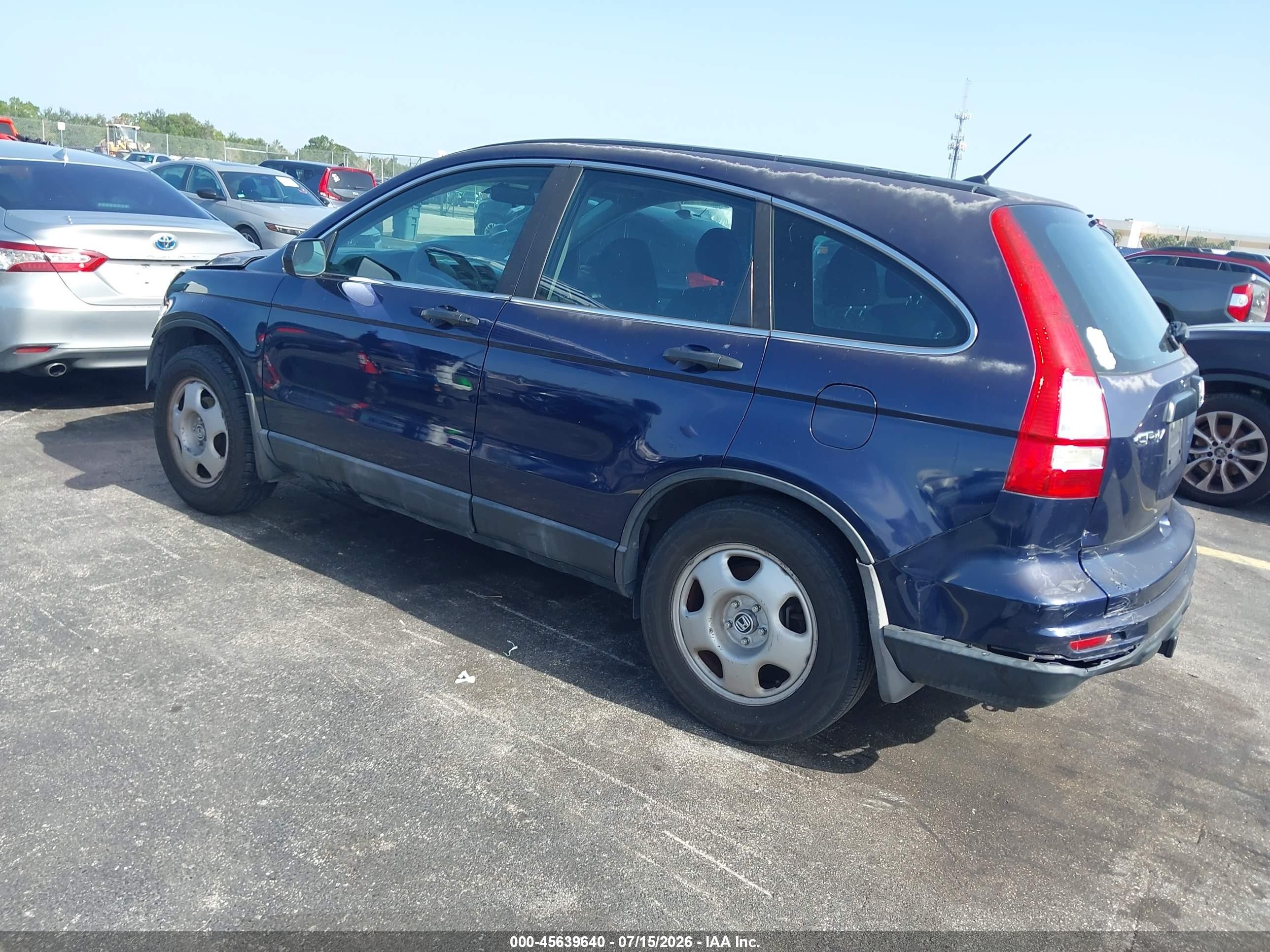 2010 Honda Cr-v Lx Blue vin: 5J6RE3H37AL044676