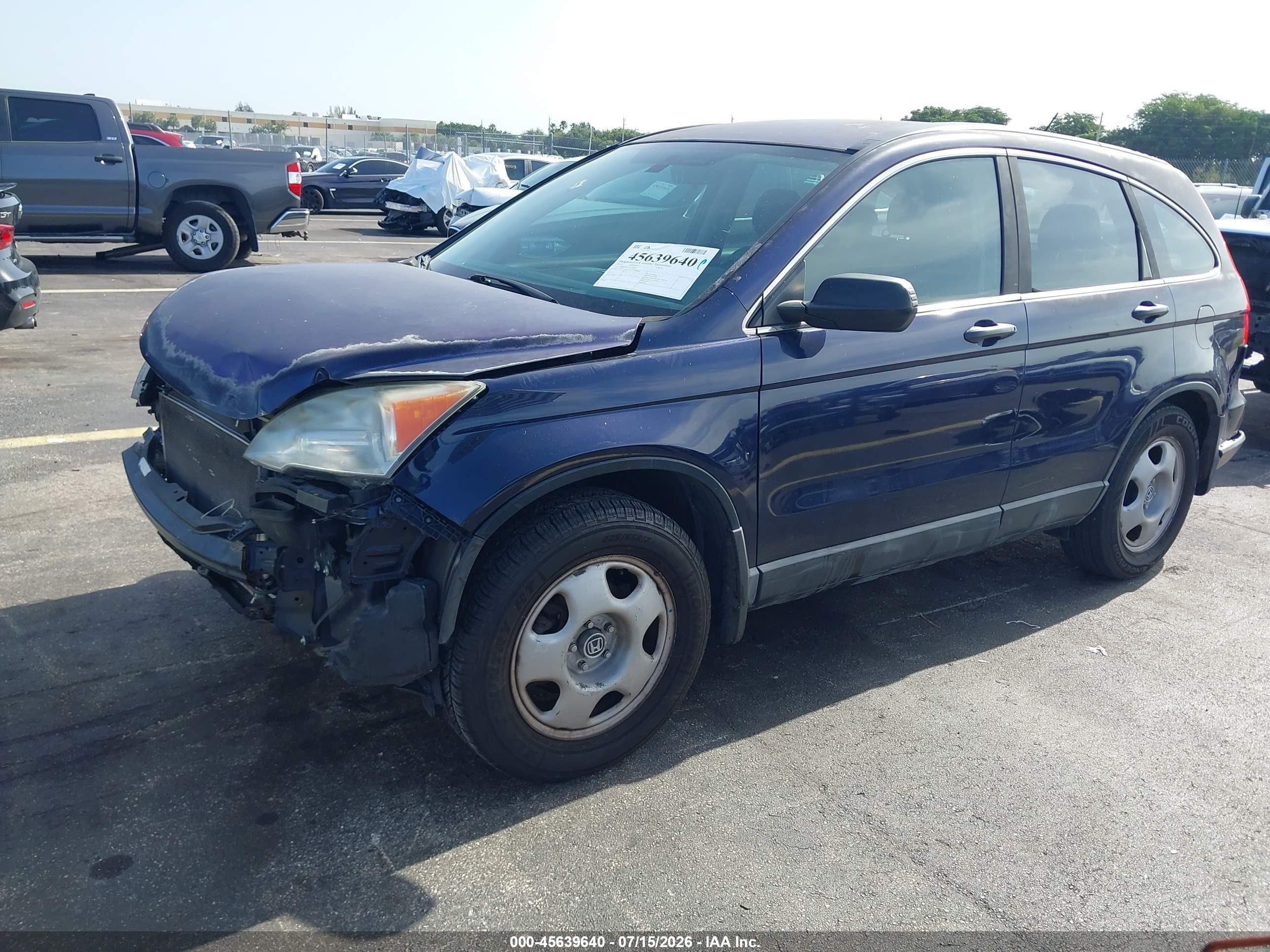2010 Honda Cr-v Lx Blue vin: 5J6RE3H37AL044676