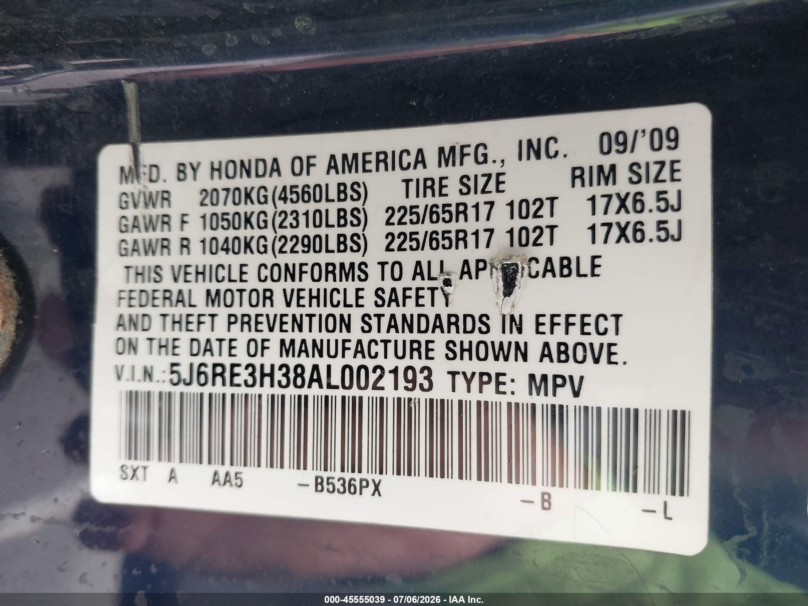 2010 Honda Cr-v Lx Синий vin: 5J6RE3H38AL002193