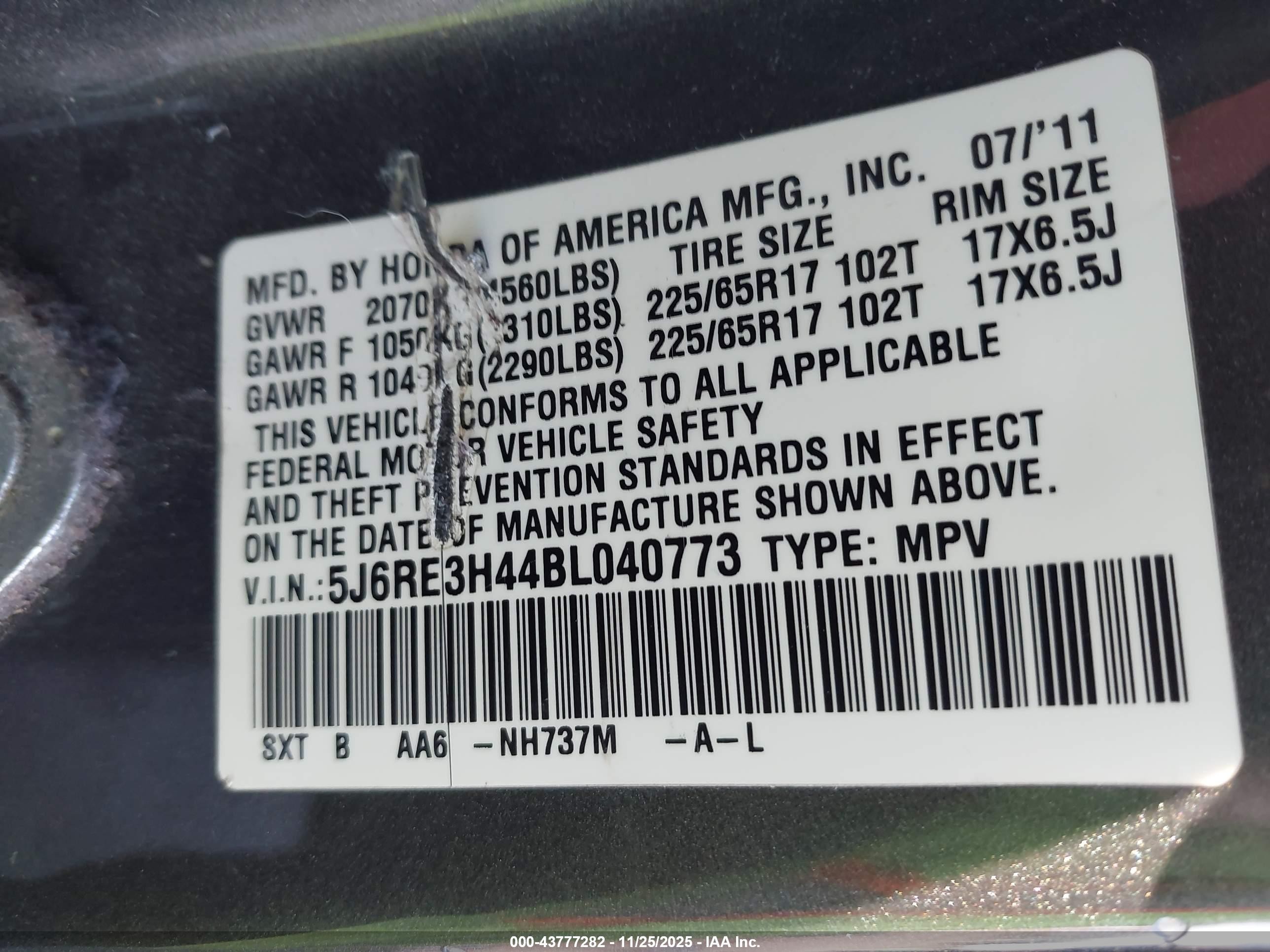 2011 Honda Cr-v Se Gray vin: 5J6RE3H44BL040773