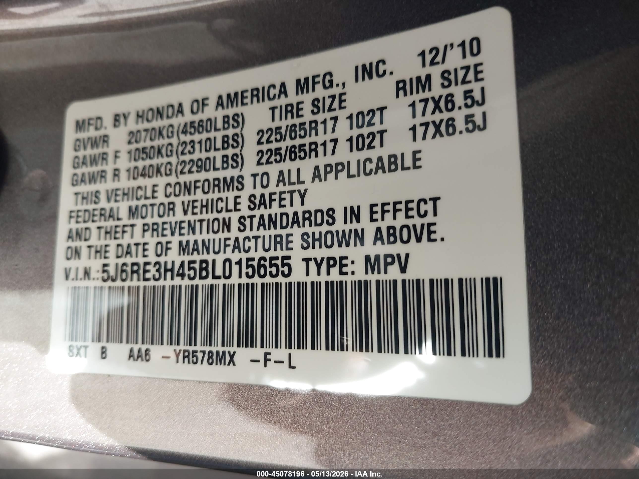 2011 Honda Cr-v Se Gray vin: 5J6RE3H45BL015655