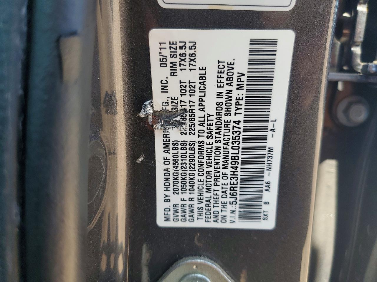 2011 Honda Cr-v Se Gray vin: 5J6RE3H49BL035374