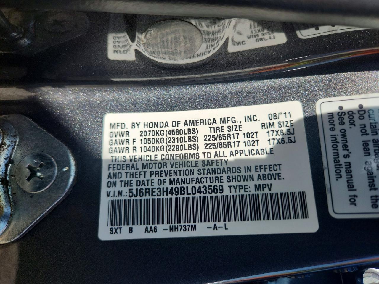 2011 Honda Cr-v Se Серебряный vin: 5J6RE3H49BL043569