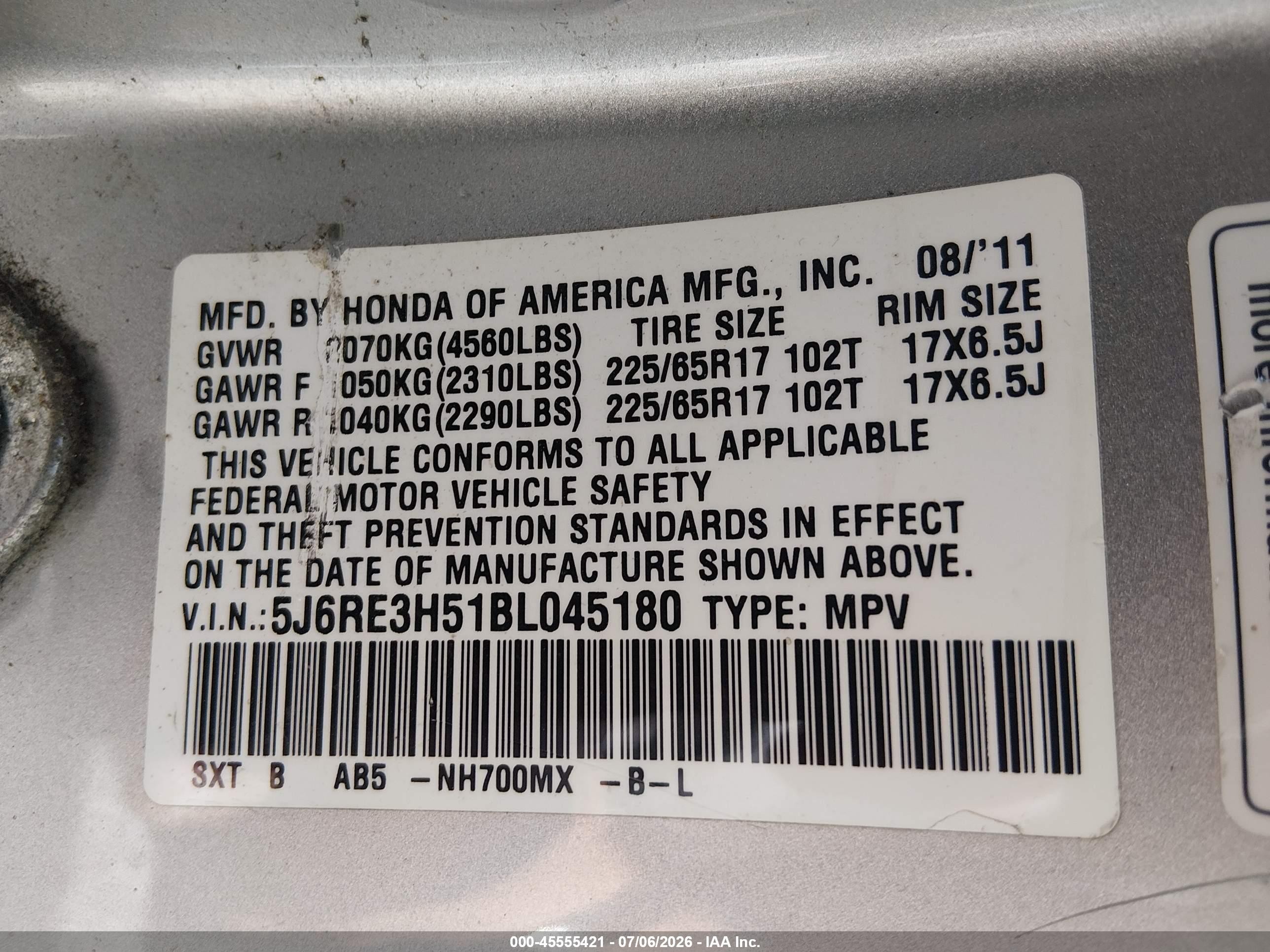 2011 Honda Cr-v Ex Silver vin: 5J6RE3H51BL045180