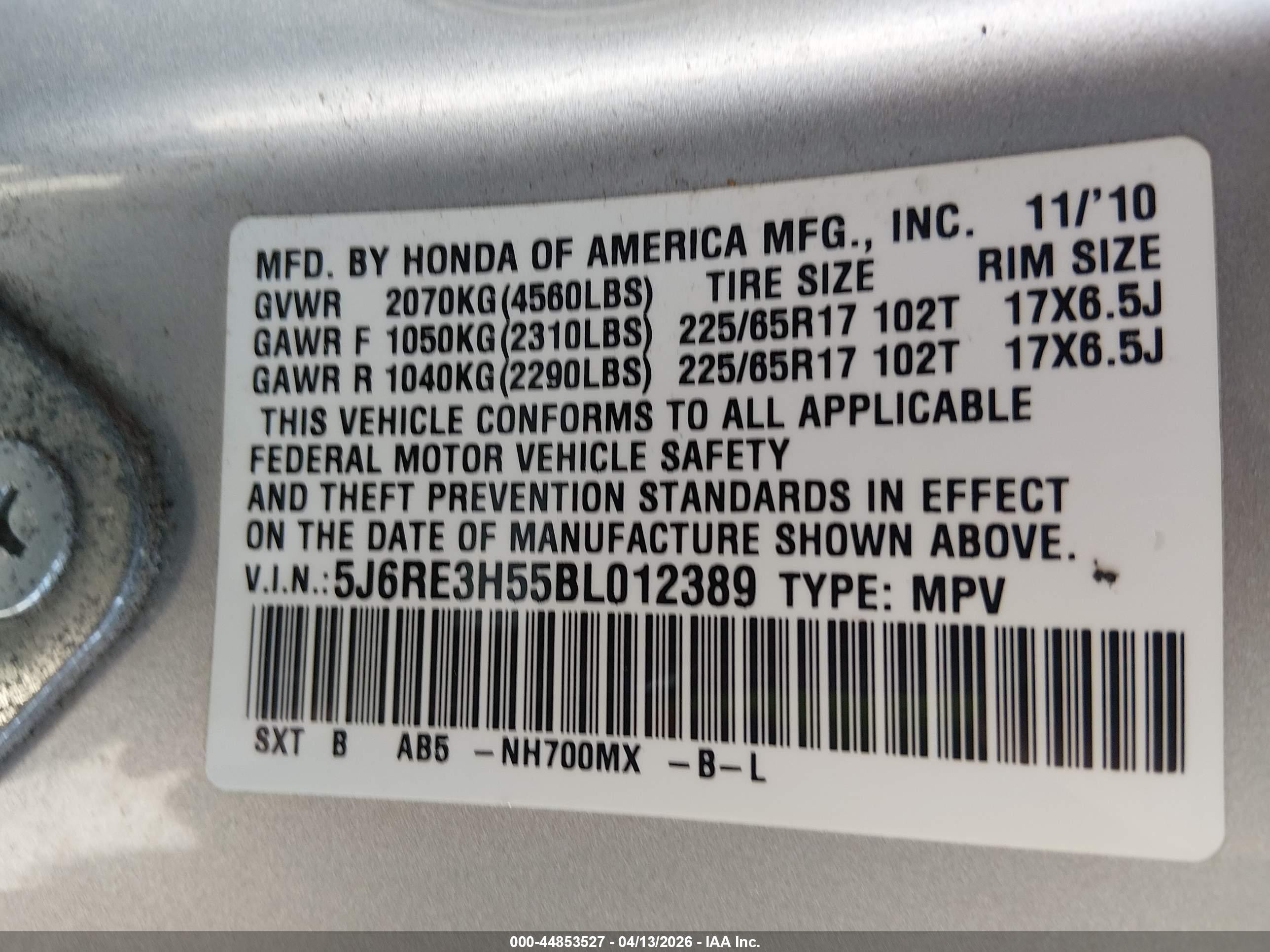 2011 Honda Cr-v Ex Gray vin: 5J6RE3H55BL012389