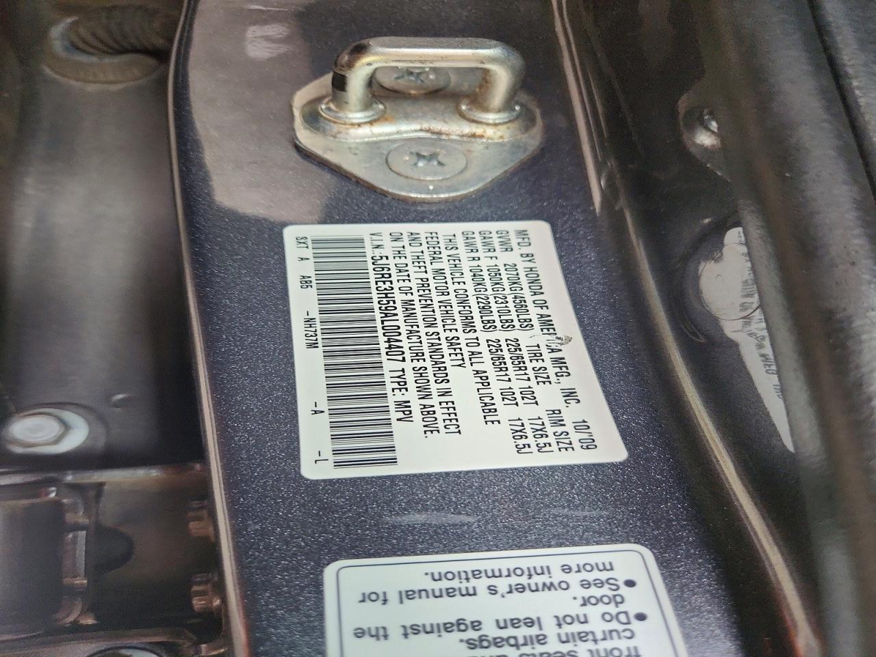 2010 Honda Cr-v Ex Серый vin: 5J6RE3H59AL004407