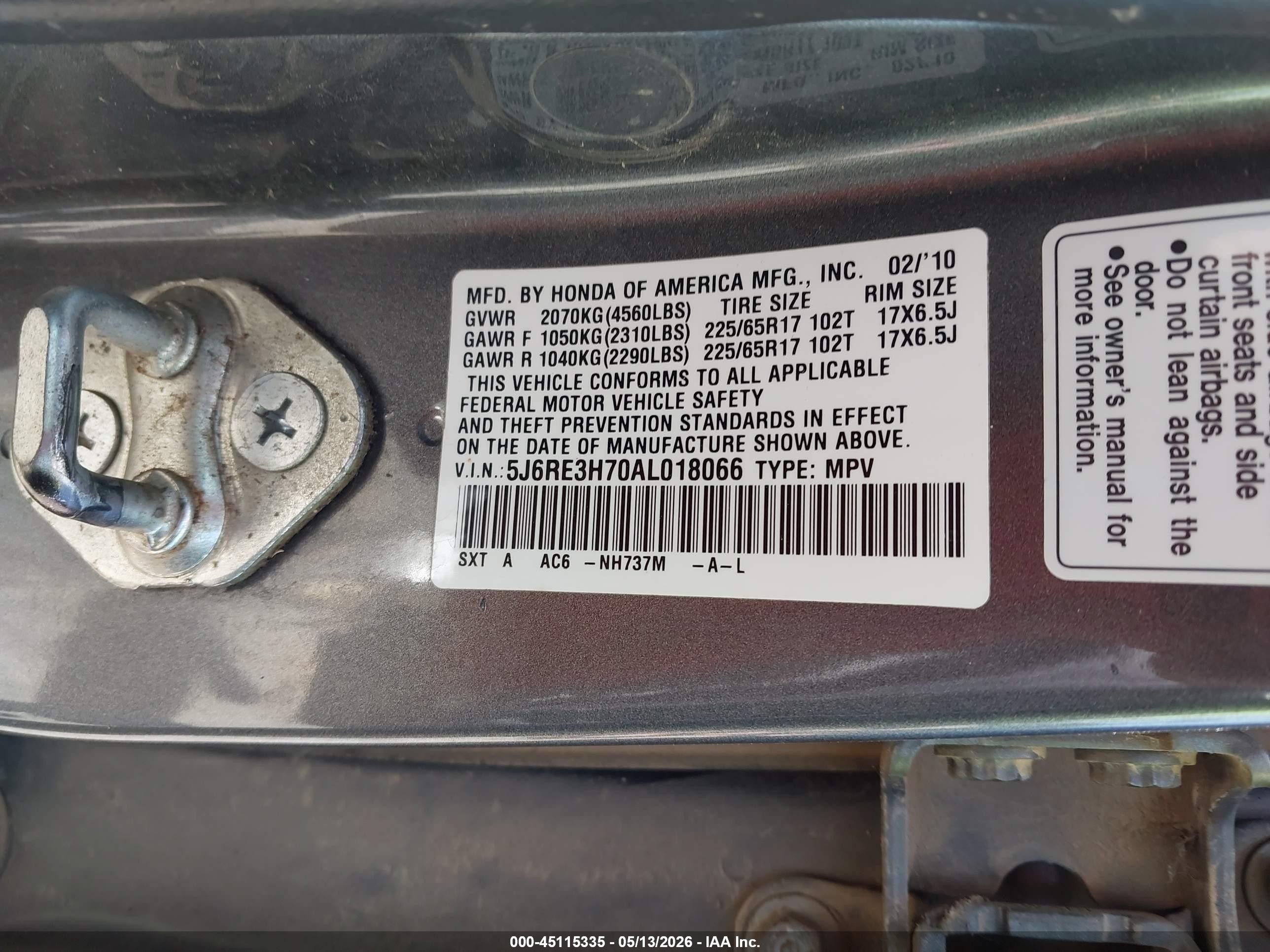 2010 Honda Cr-v Ex-l Gray vin: 5J6RE3H70AL018066