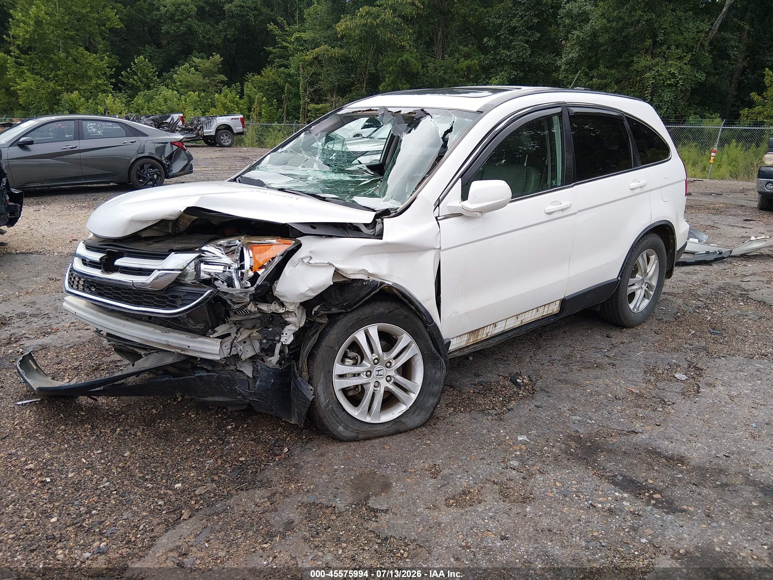 2010 Honda Cr-v Ex-l White vin: 5J6RE3H73AL019597
