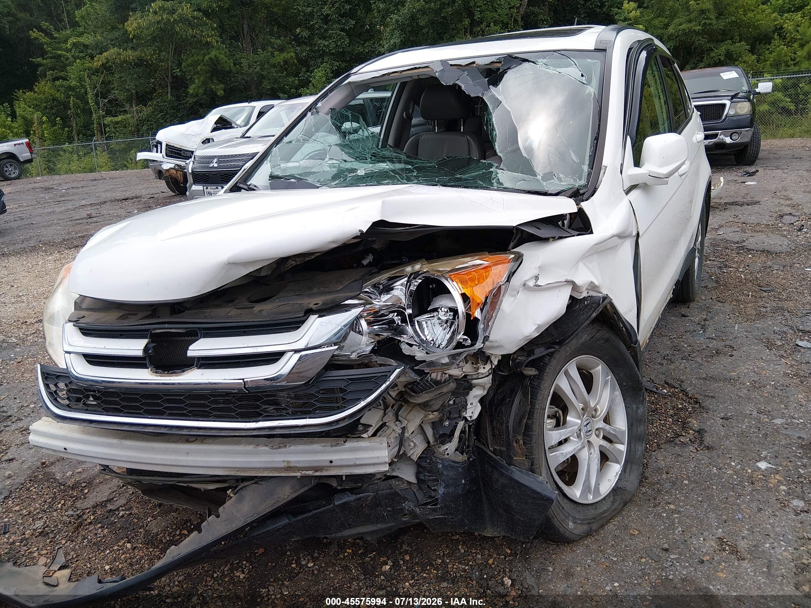 2010 Honda Cr-v Ex-l White vin: 5J6RE3H73AL019597