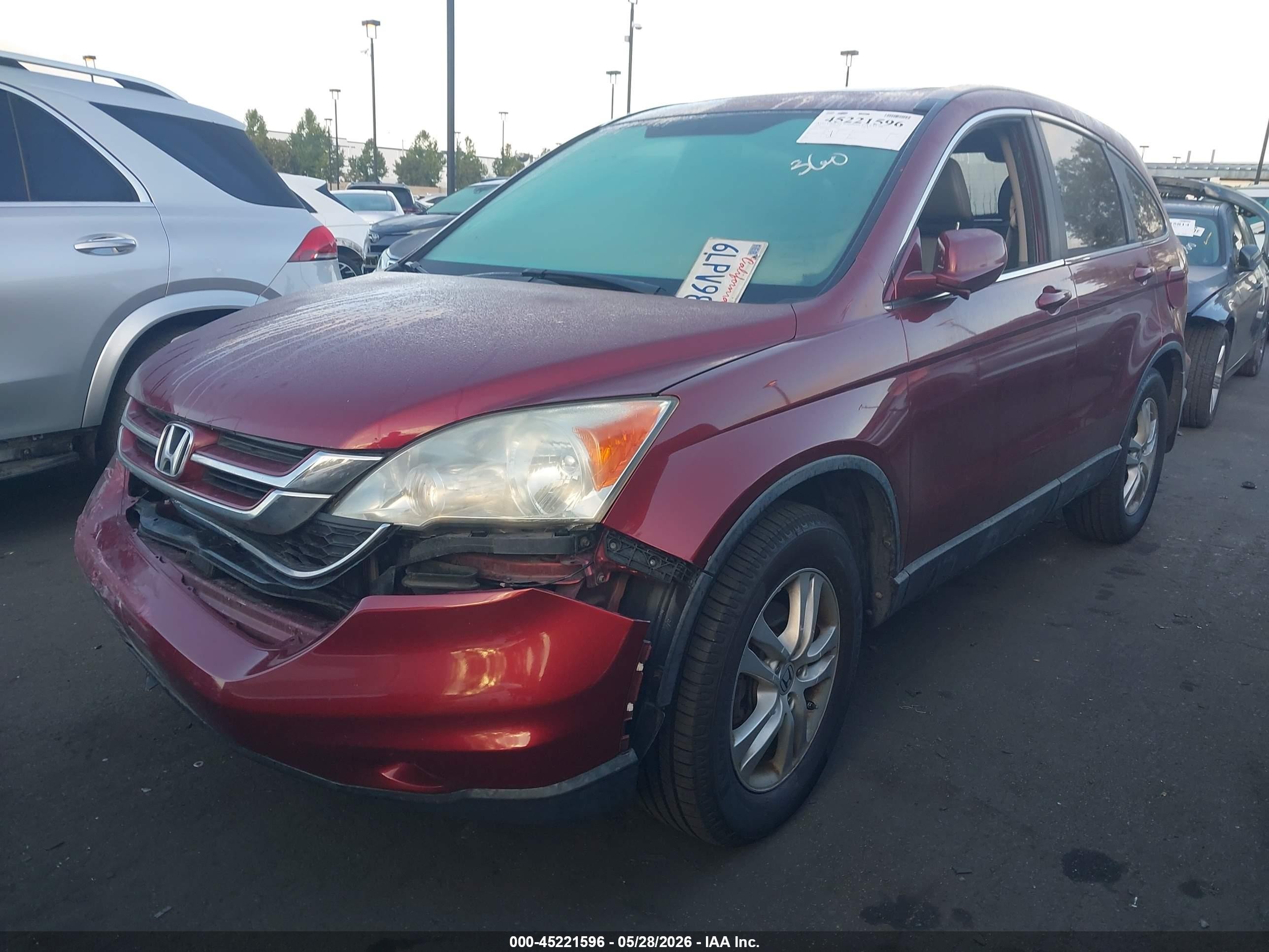 2010 Honda Cr-v Ex-l Red vin: 5J6RE3H76AL014622