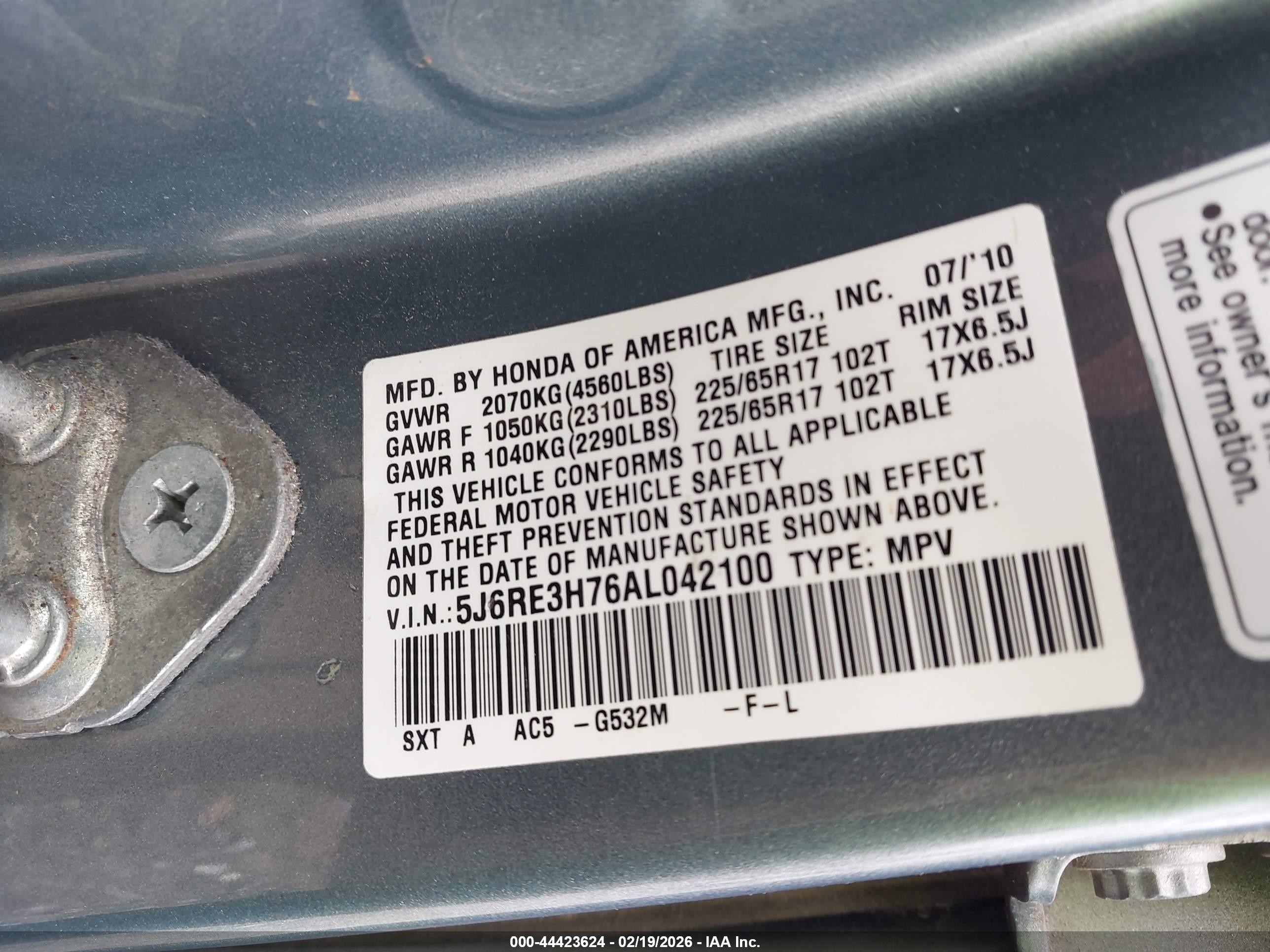 2010 Honda Cr-v Ex-l Gray vin: 5J6RE3H76AL042100