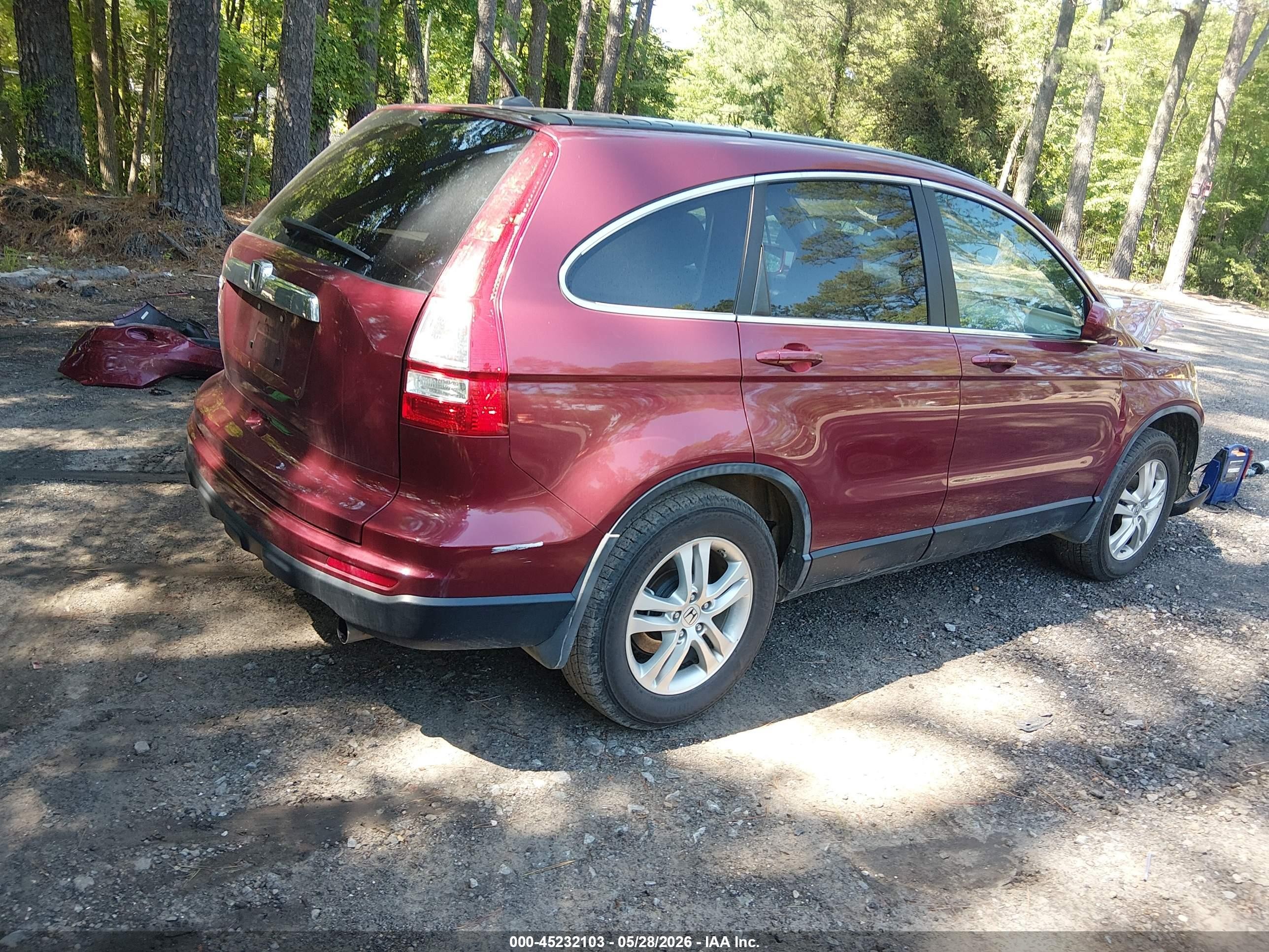 2010 Honda Cr-v Ex-l Burgundy vin: 5J6RE3H79AL027901