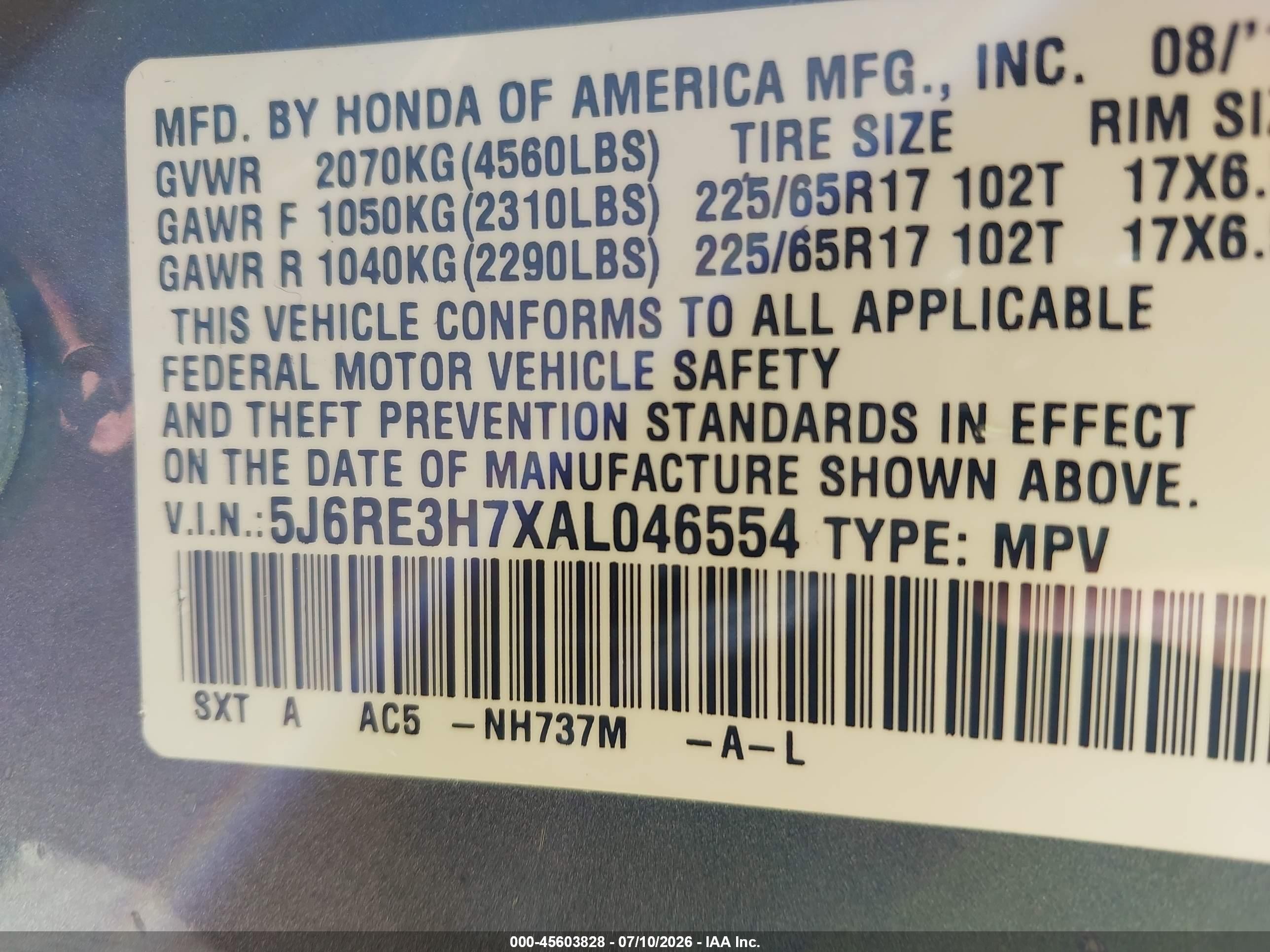 2010 Honda Cr-v Ex-l Gray vin: 5J6RE3H7XAL046554