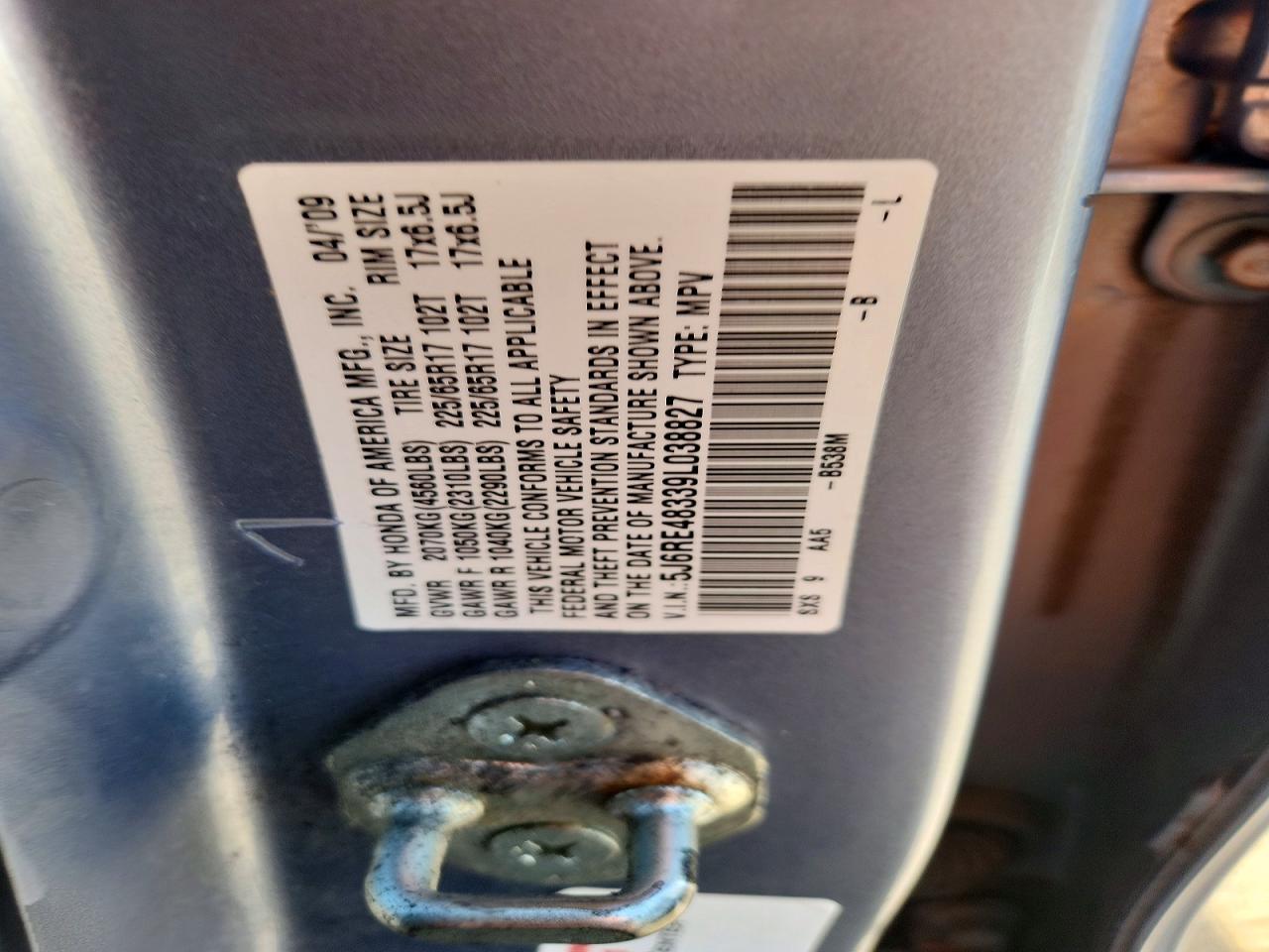 2009 Honda Cr-v Lx Серебряный vin: 5J6RE48339L038827