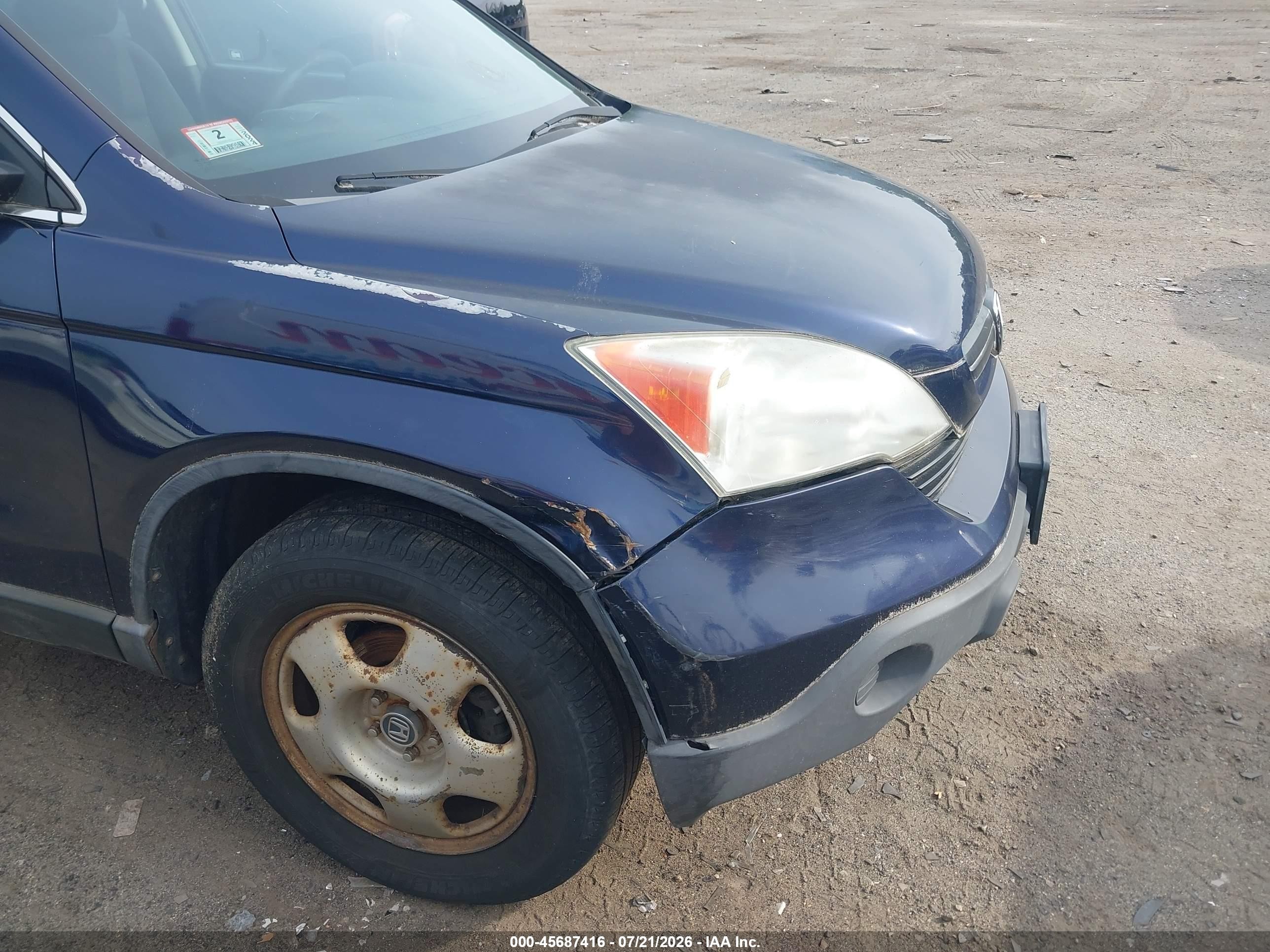2009 Honda Cr-v Lx Blue vin: 5J6RE48389L050732