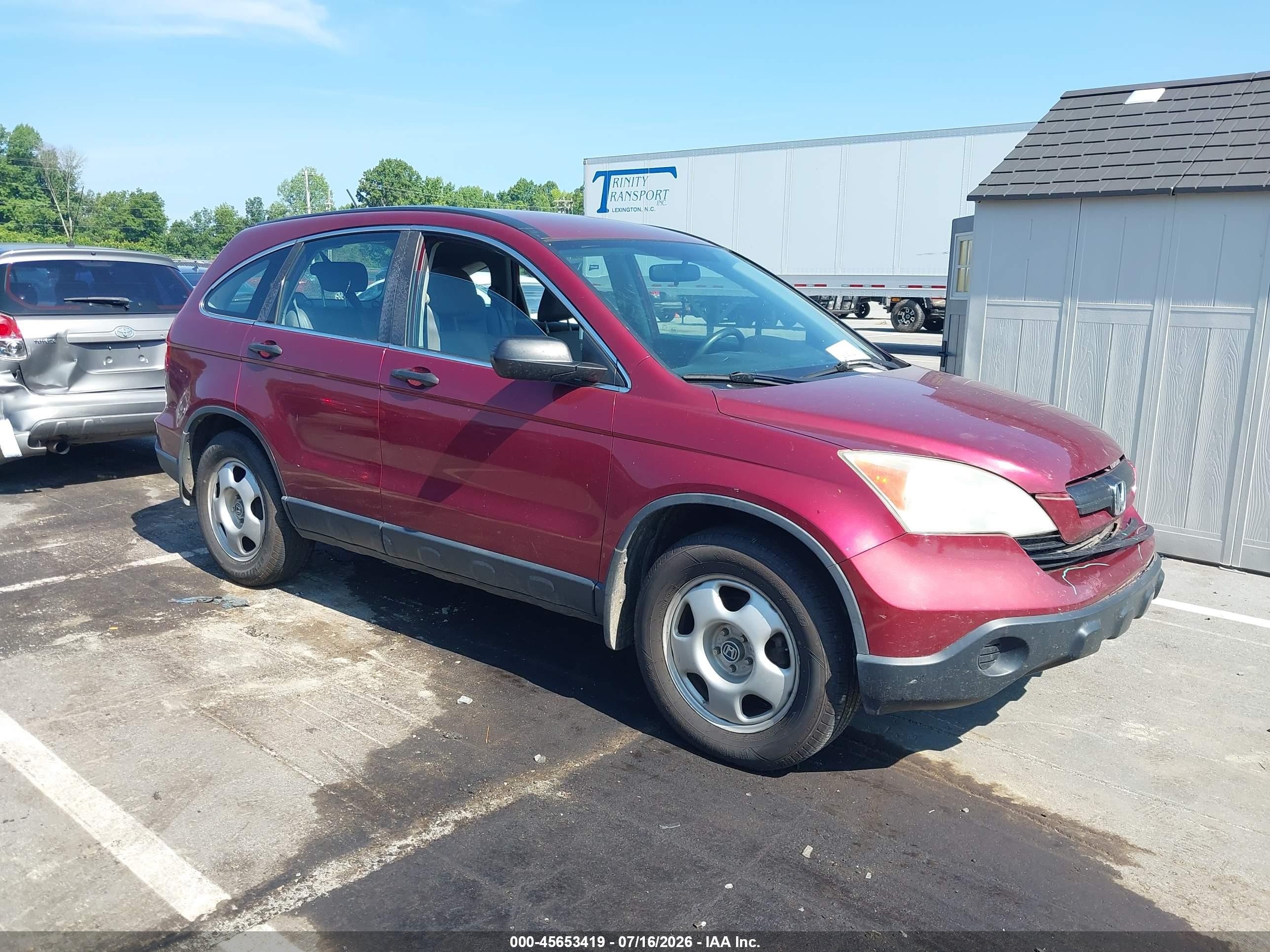 2007 Honda Cr-v Lx Red vin: 5J6RE48397L013833