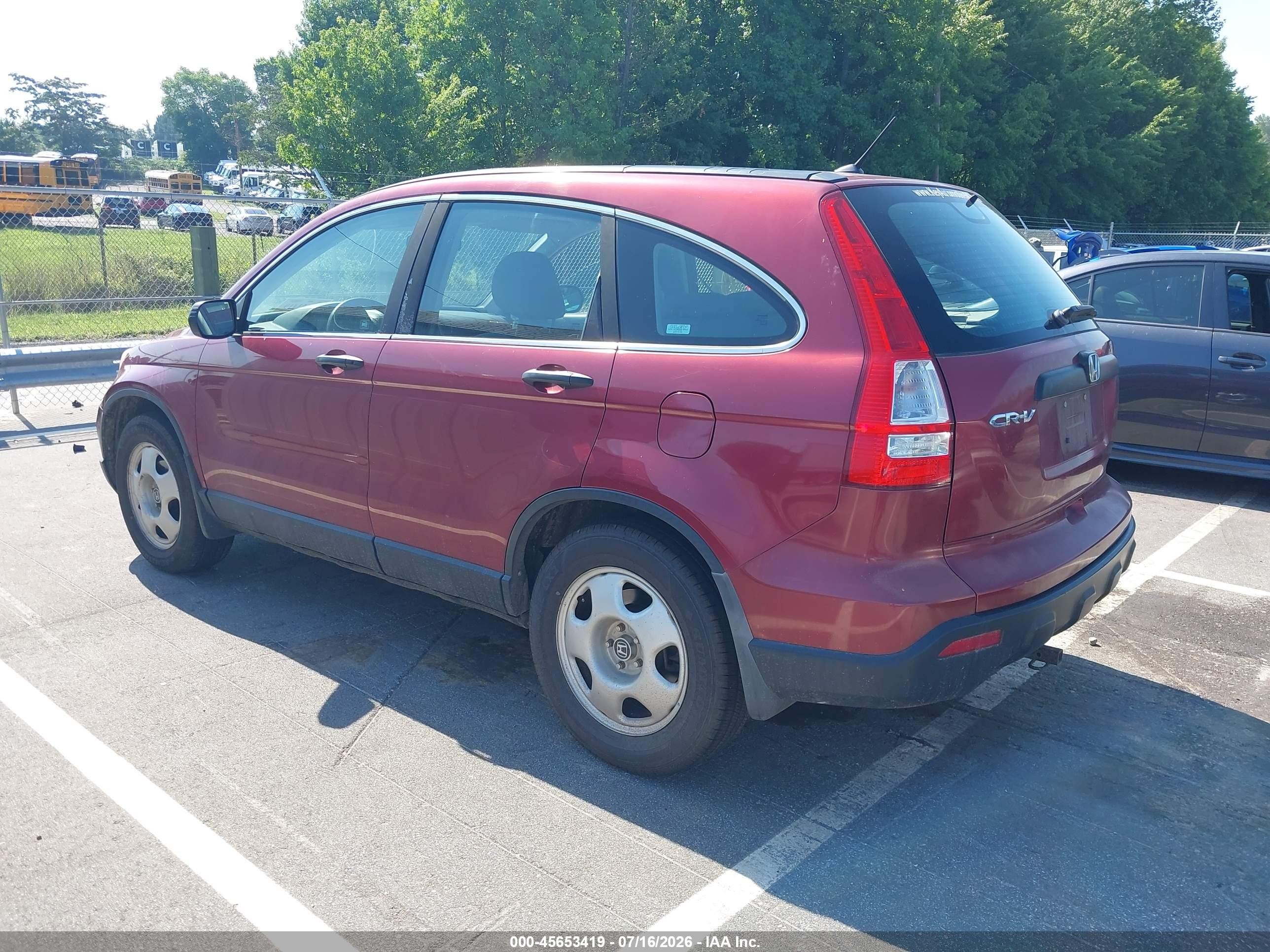 2007 Honda Cr-v Lx Red vin: 5J6RE48397L013833